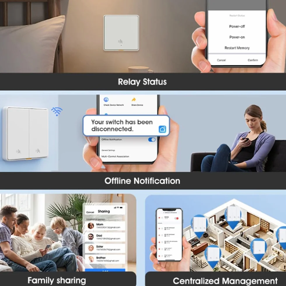 Joselin Interrupteur Intelligent Tuya ZigBee 3.0 avec Détection Radar 6 Mètres, Contrôle Application, Blanc