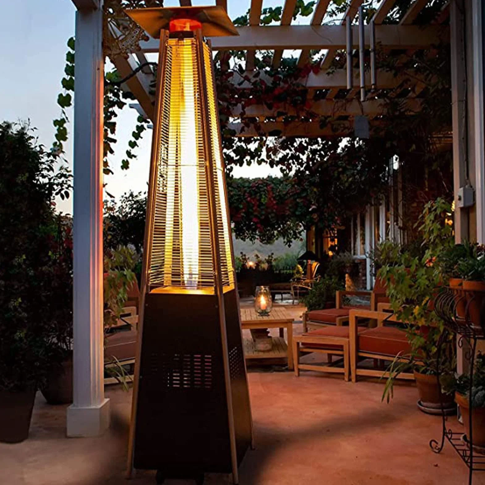 Bouclier réflecteur universel pour chauffage terrasse pyramidal, remplacement radiateur extérieur carré verre tube