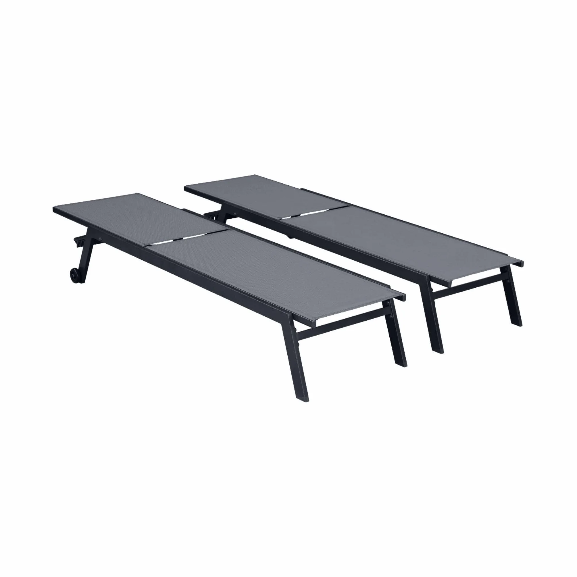 Alice's Garden Lot de 2 Bains de Soleil Elsa Aluminium Gris Anthracite textilène Gris Taupe transats Multi Positions roulettes