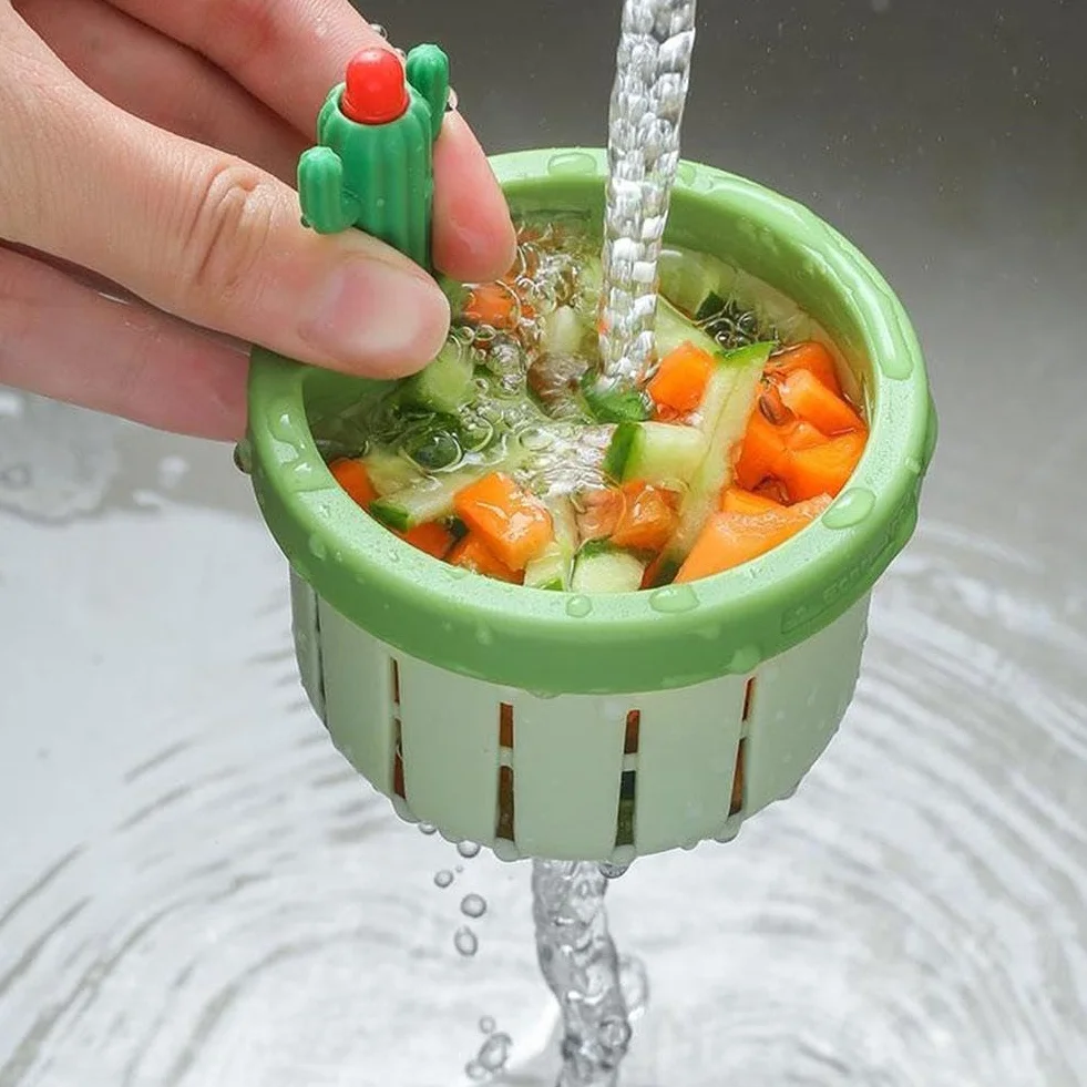 Lot de 2 passoires de vidange pour évier de cuisine en forme de cactus - Panier de vidange automatique