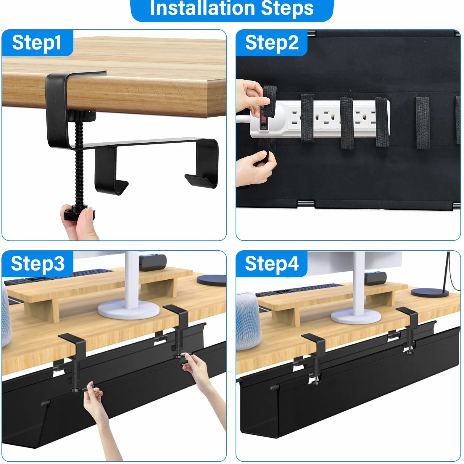 Perçage Gratuit Cable Management Bureau 70cm Table Organiseur Flexible Fixation Imperméable