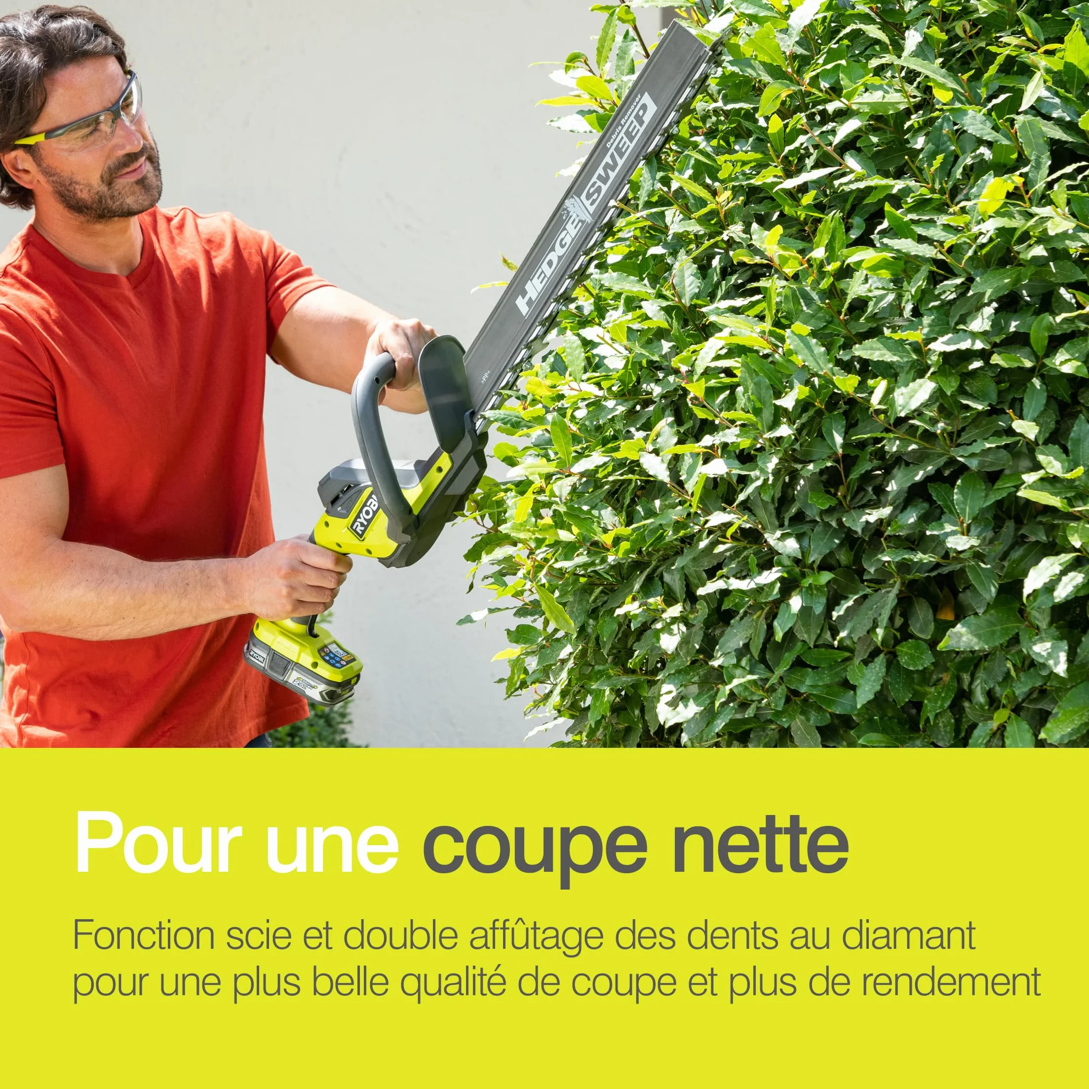 RYOBI Taille-Haies sans Fil 18V One+ RY18HT50A-0 Lame 50 cm Écartement 24mm Poignée Rotative