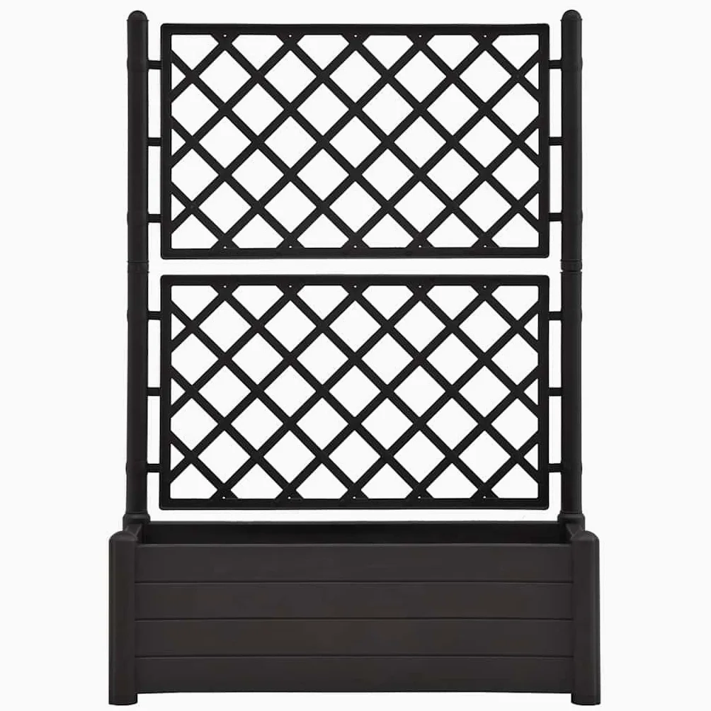 vidaXL Jardinière avec Treillis Lit Surélevé de Jardin Boîte à Fleurs Bac à Plantes Boîte de Plantation Extérieur Patio 100x43x142 cm PP Anthracite