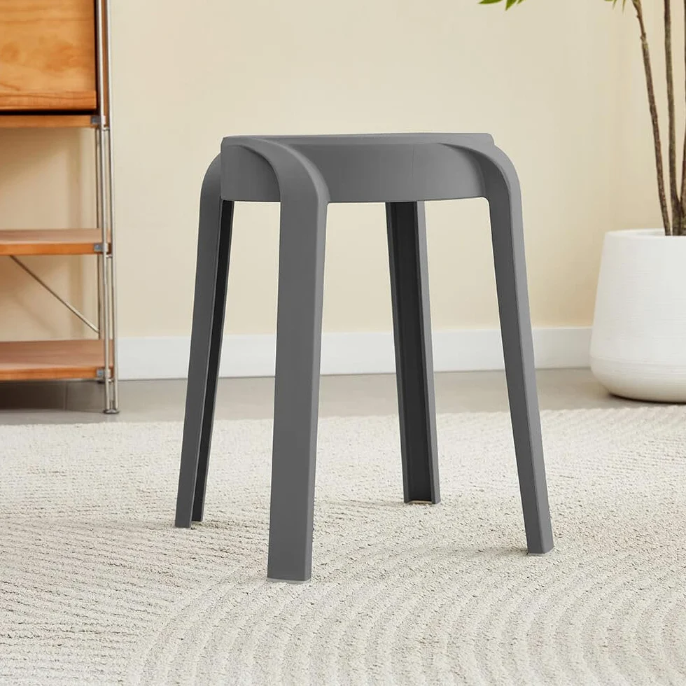 Home Deluxe NIVO Lot de 6 tabourets empilables, gris, pour cuisine, salon et jardin
