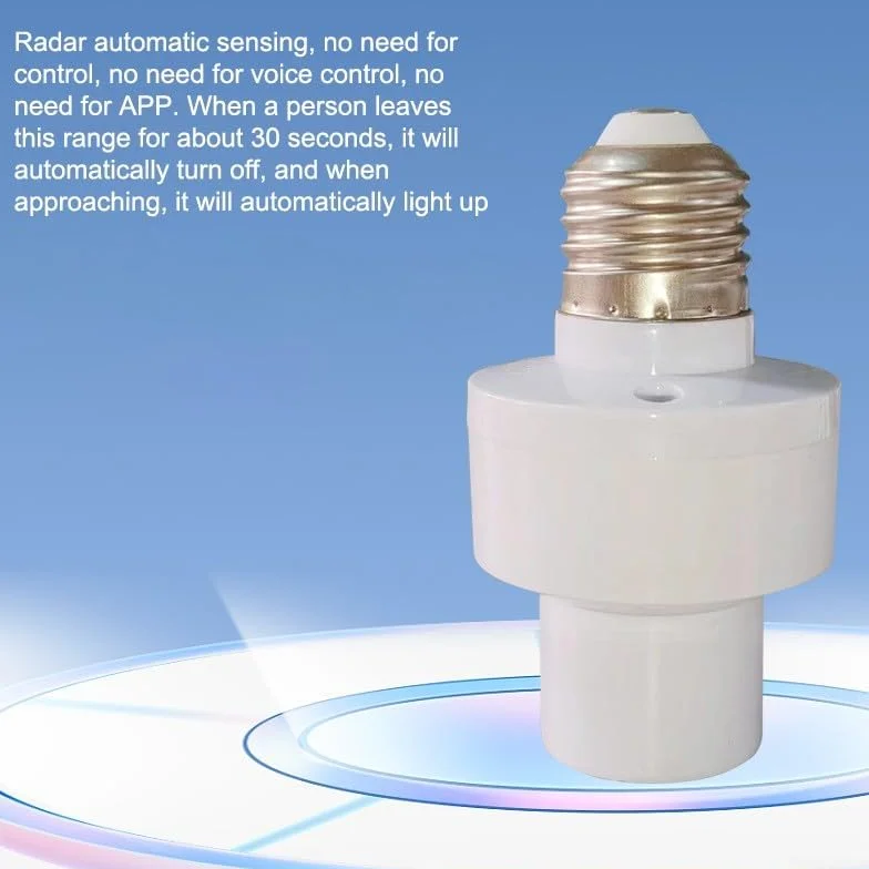 Interrupteur intelligent E27 avec détection de mouvement 360° capteur infrarouge 110-220 V compact 9,1×5,2×5,2 cm blanc