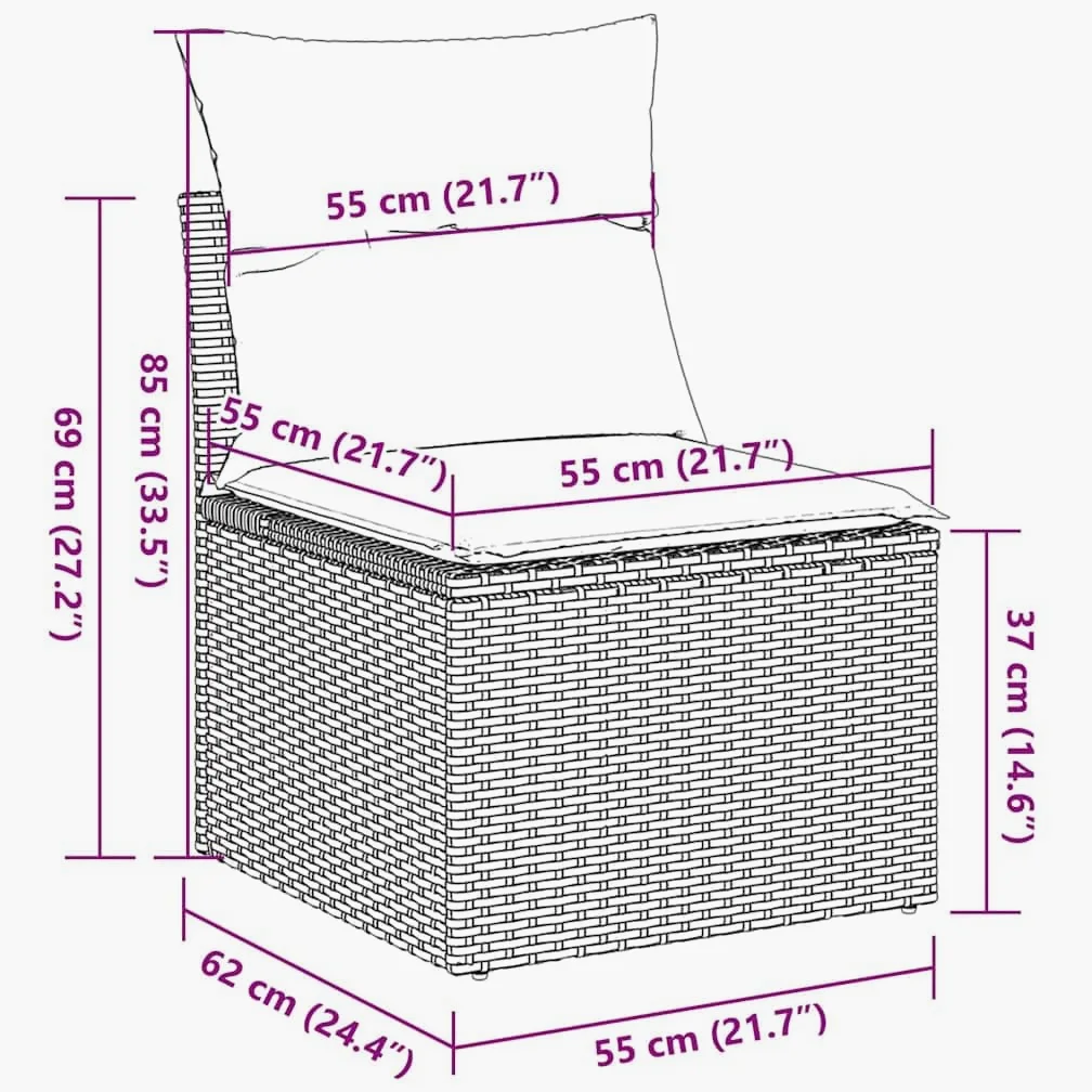 vidaXL Salon de Jardin avec Coussins 8 pcs Beige résine tressée