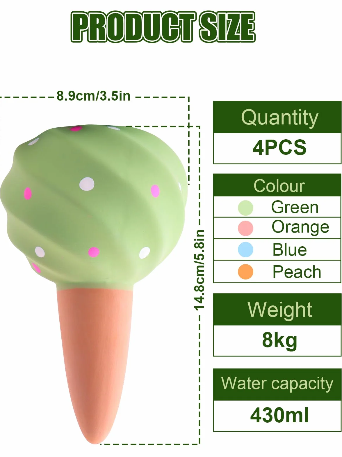 TOROKOM Irrigation Goutte à Goutte Kit, 4 Pcs Grands Globes d'arrosage pour Plantes, Pointes d'arrosage Systèmes D'irrigation Automatique pour Plantes Jardin, Intérieur, Extérieur(4 Couleurs)