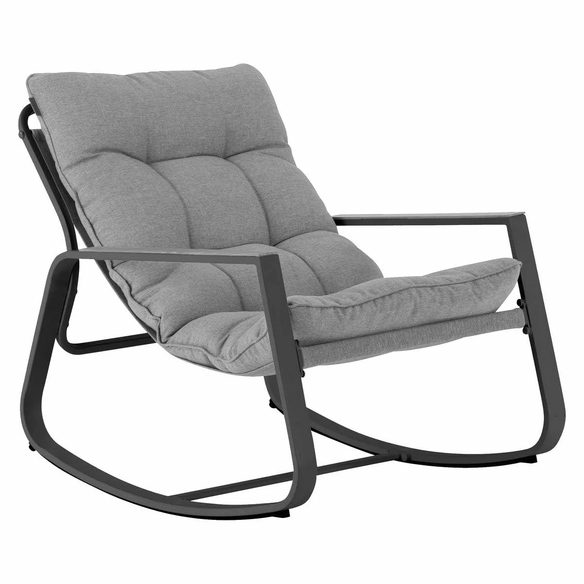 Hespéride - Fauteuil à Bascule Felinio Gris, 73 x 79,5 x 104 cm, Acier Anti Rouille, Résistant UV - pour Jardin, Terrasse, Rocking Chair