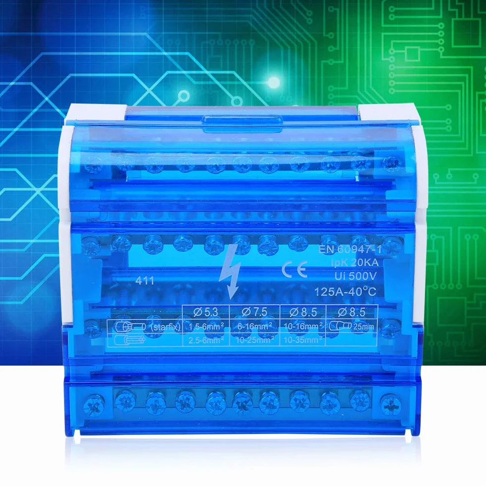 Répartiteur Tétrapolaire Din Rail 4 Niveaux Monophasé Boîte de Distribution 411 Terminal Block