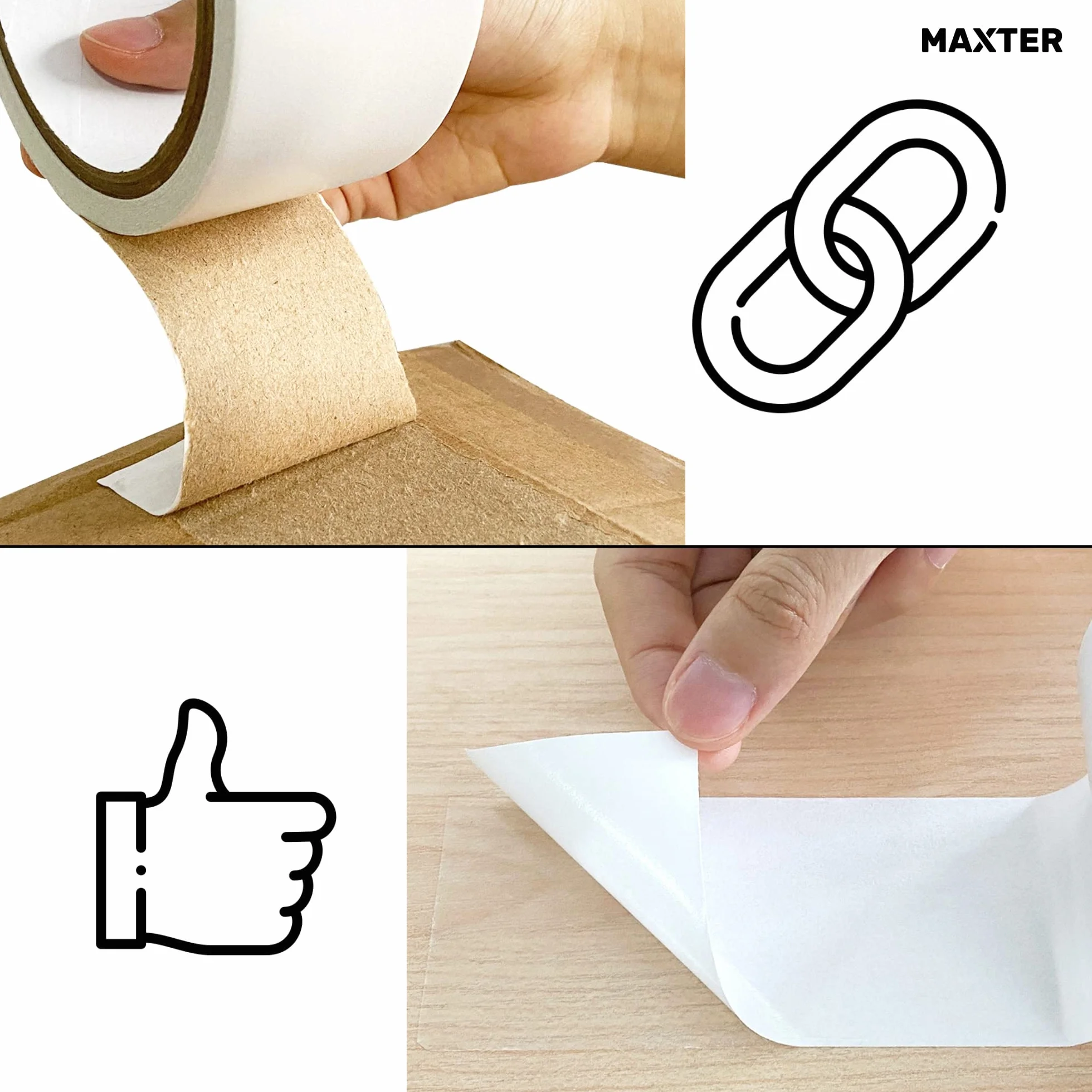 Ruban Adhésif Double Face Extra Fort Maxter 48 mm x 20 m pour Bricolage