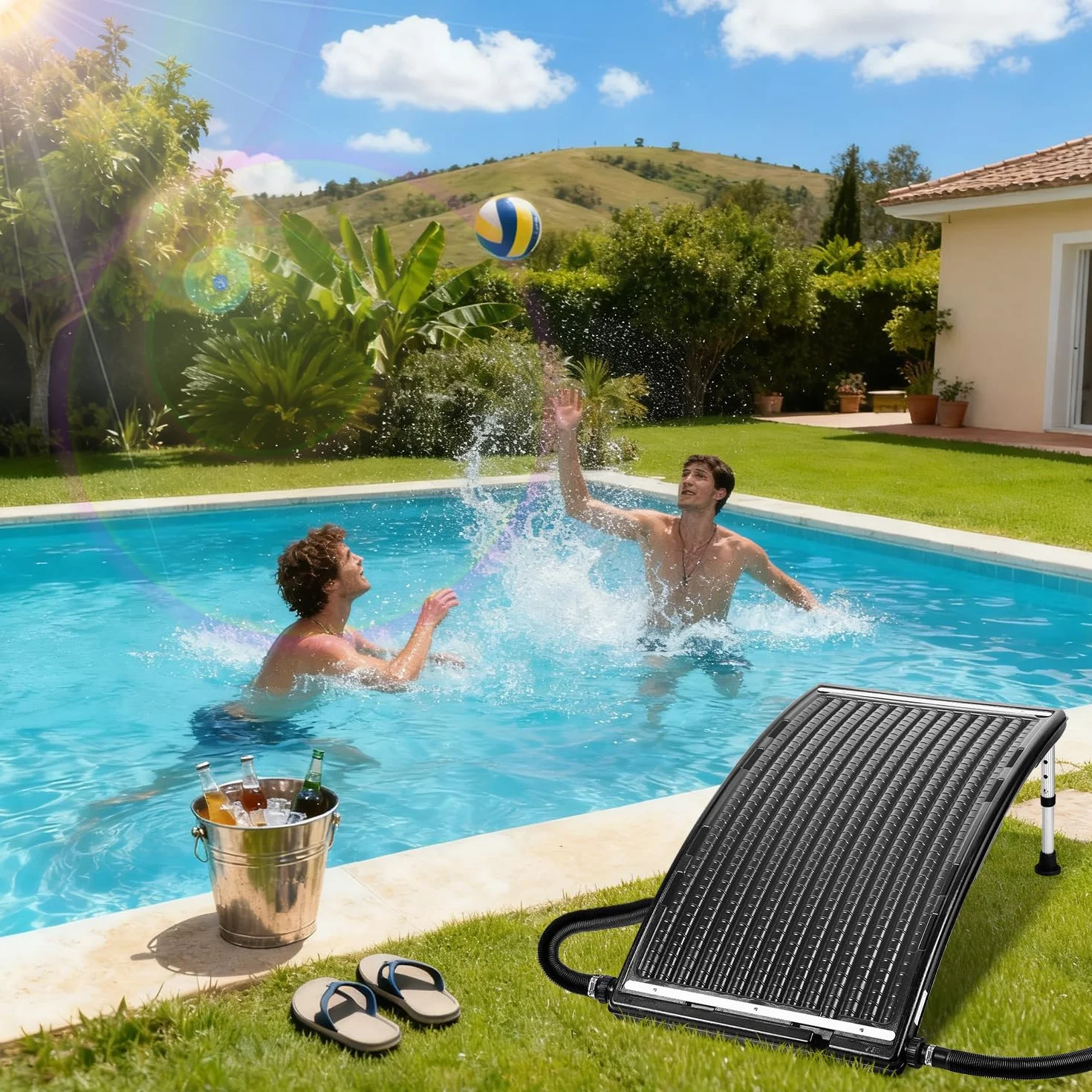 Panneau solaire chauffage piscine 2026 113x65x35 cm 10000 l/h raccordement 32-38 mm extensible
