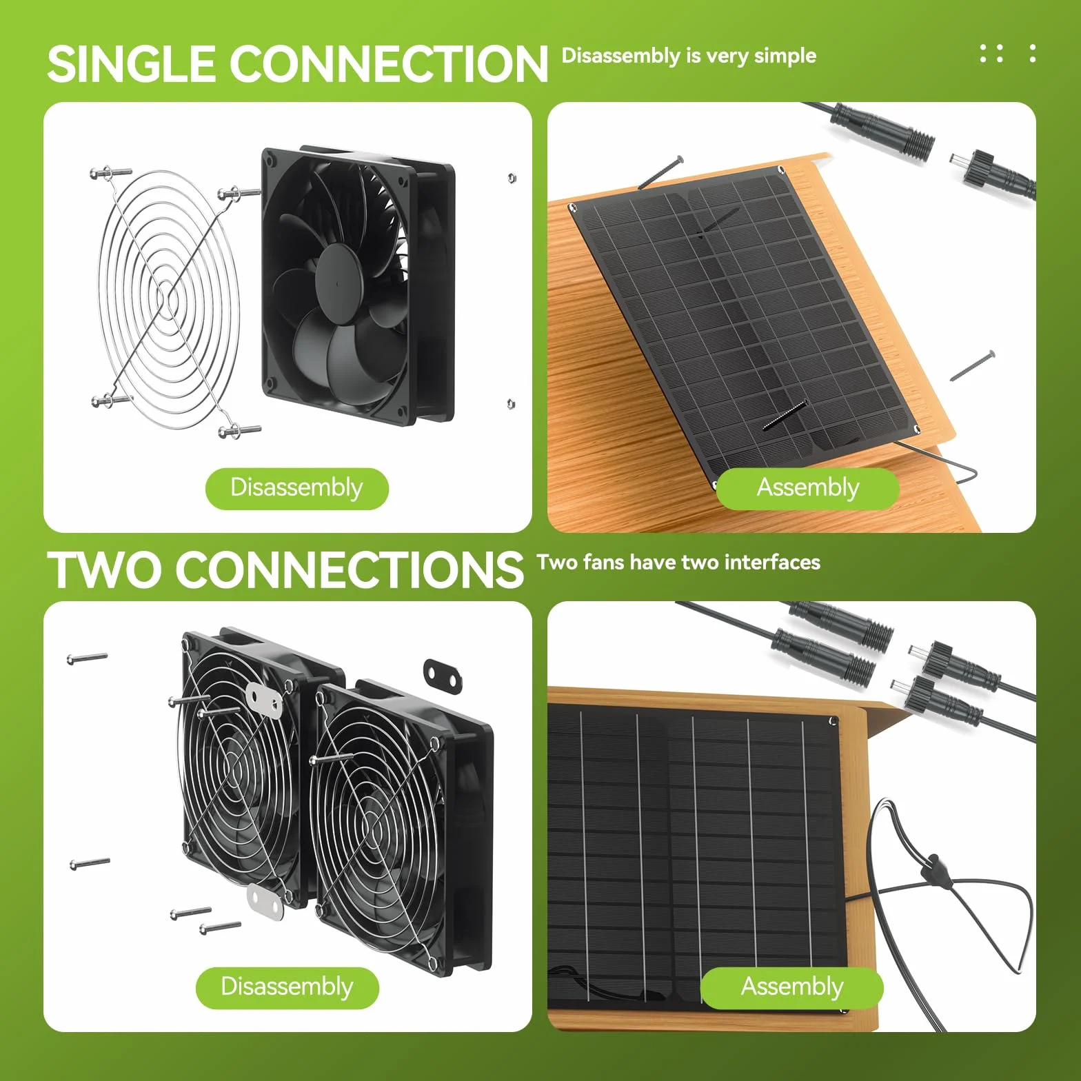 Ventilateur solaire 30 W étanche IPX7 pour serre extérieure panneau solaire