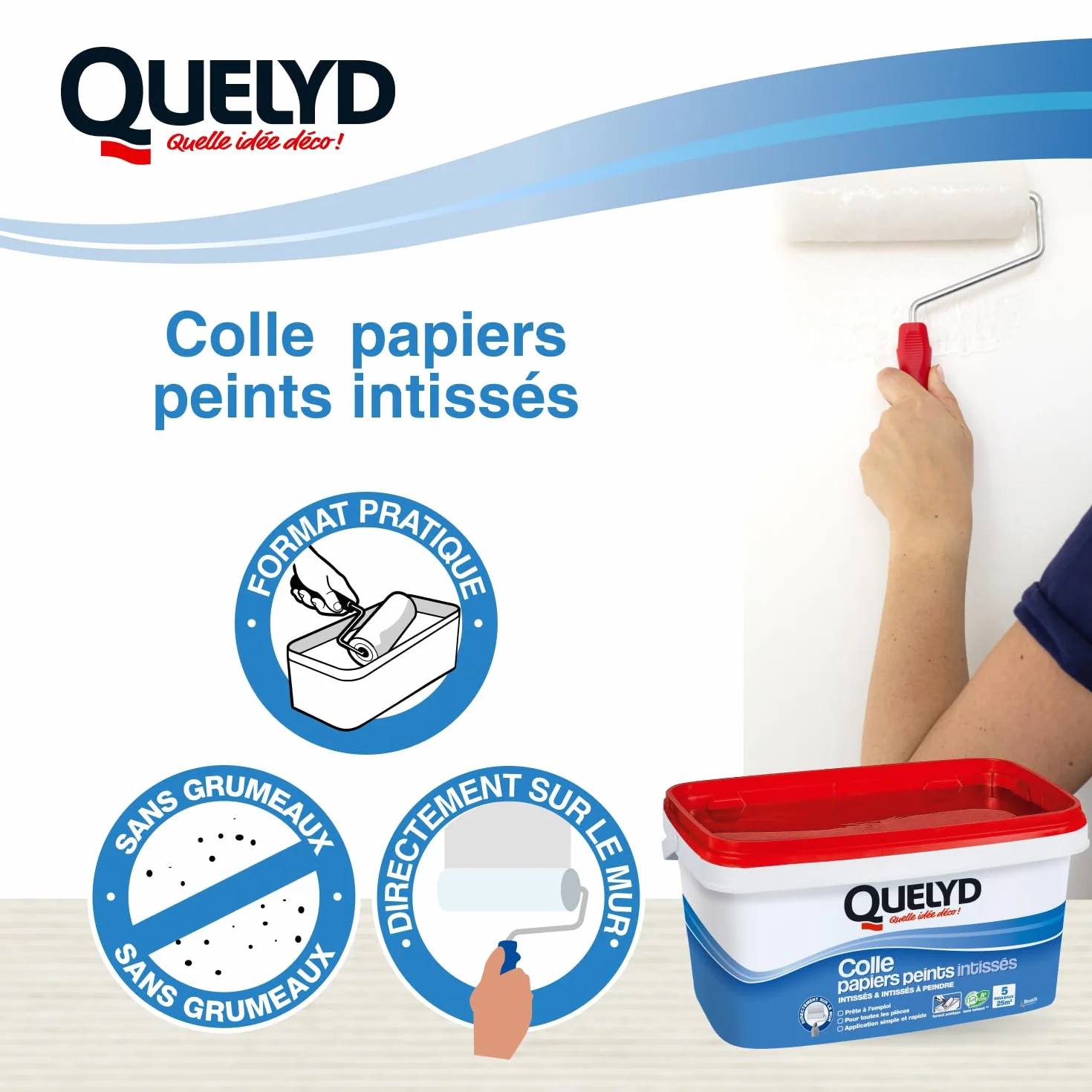 Quelyd Colle Papiers Peints Intissés en Pâte Seau 3 kg