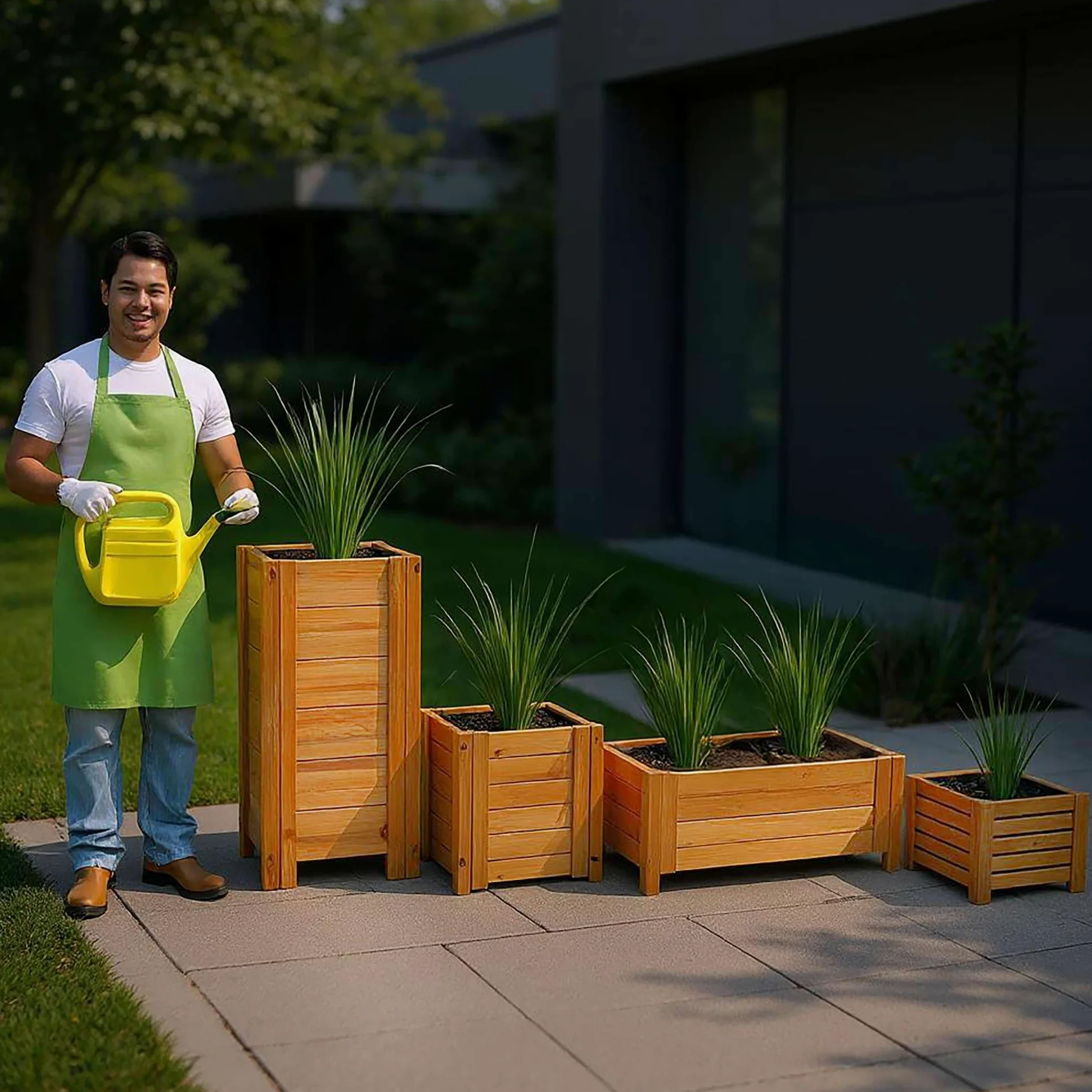 BOGATECO Bac à Fleurs Jardinière en Bois pour Extérieure | 80 x 38 cm | Pot de Fleurs Parfait pour Jardin, Terrasse & Balcon | Imprégné | Arrive Assemblé | avec Agro-Textile | Marron Chêne