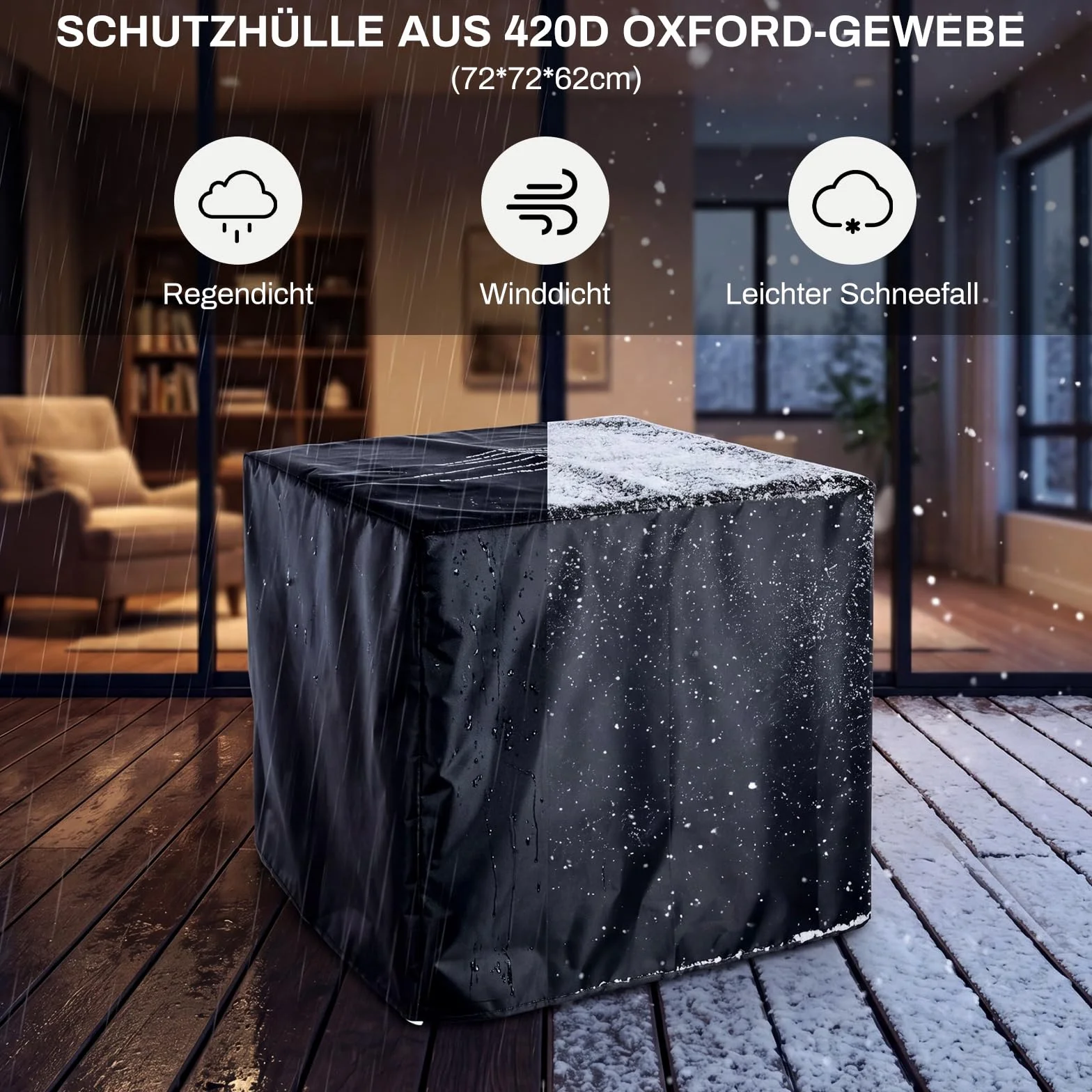 Foyer à Gaz Extérieur 28" Table de Cheminée avec Housse Protection Imperméable Pierres de Lave 72,5 x 72,5 x 67,5 cm