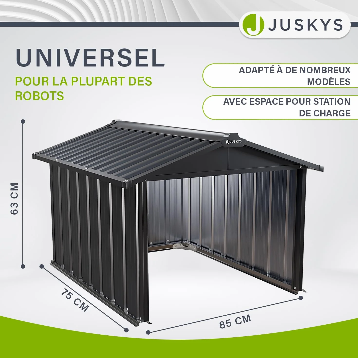 Juskys Garage en métal pour Tondeuse Robot, avec Toit à Deux pentes - 86 × 98 × 63 cm - Protection Contre Le Soleil et la Pluie pour tondeuses à Gazon - Anthracite - carport pour Tondeuse Robot