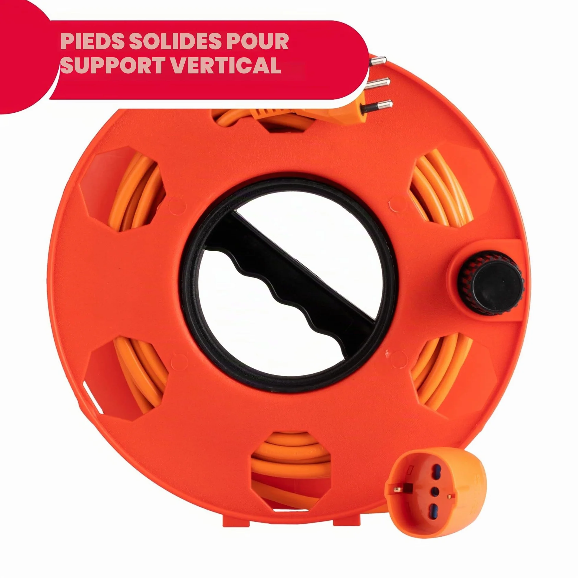 POLY POOL PP2603 Enrouleur de Câble Rolly pour Rallonges Électriques, Tuyau Flexible, Rouge