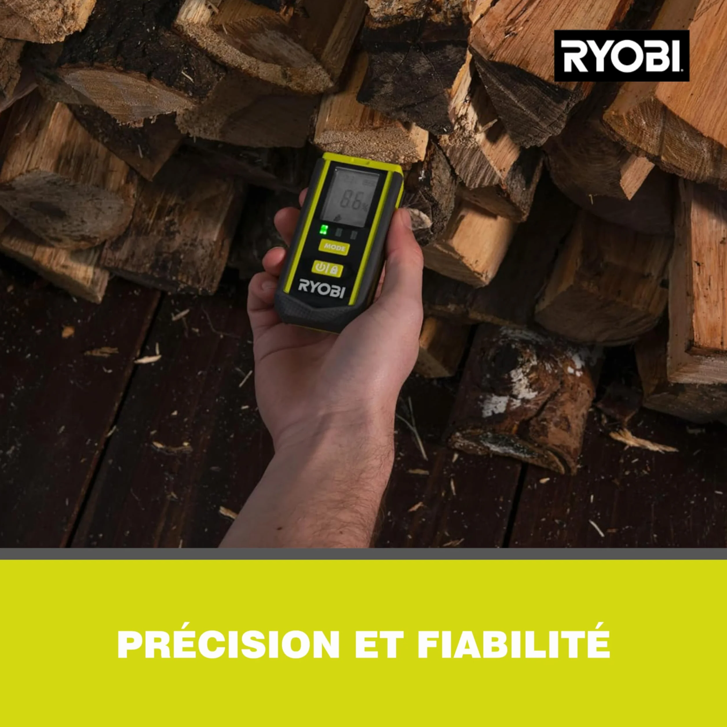 RYOBI Testeur d’Humidité RBPINMM1 Détection Bois Matériaux Bâtiment Grand Écran LCD Compact