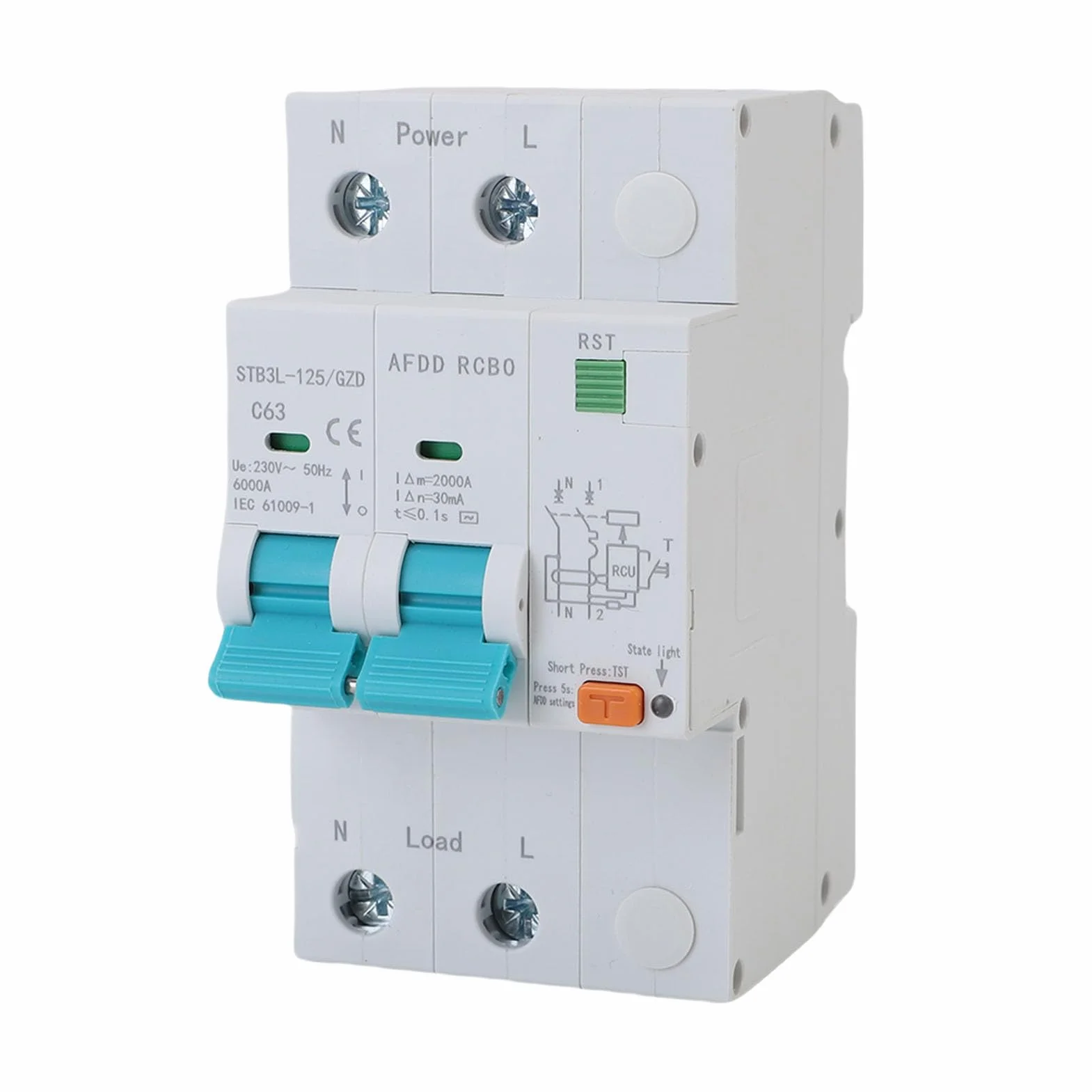 Marhynchus AFDD Dispositif de Protection contre les Défauts d'arc, Disjoncteur 2P RCBO 63A