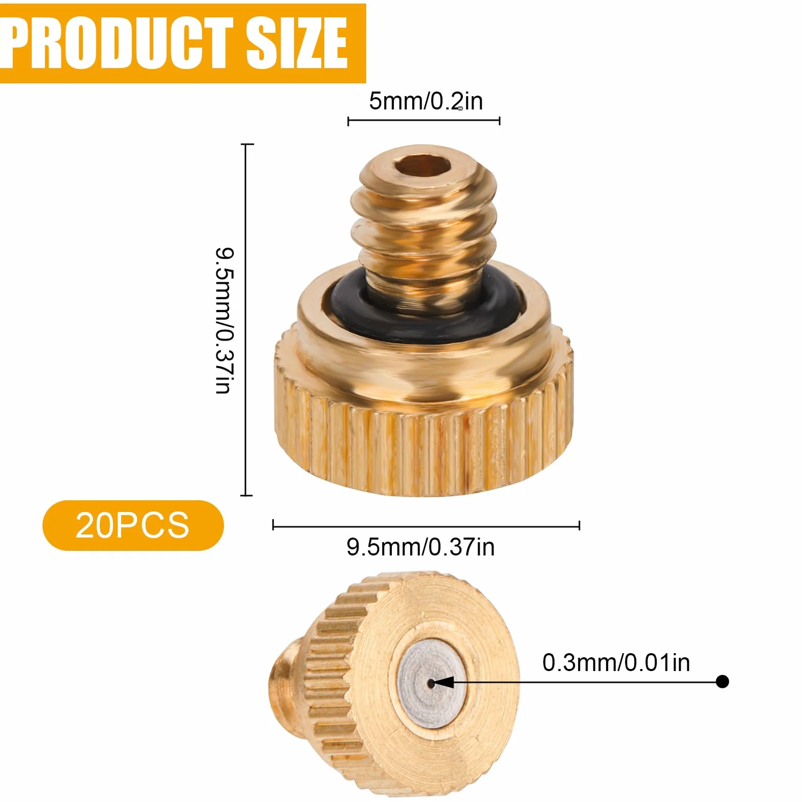 NQEUEPN 20pcs Buses de Brumisation en Laiton, Buses de Brumisation Filetées pour Tube 1/4 Système de Refroidissement Extérieur Humidification de l'Aménagement Paysager de Serre