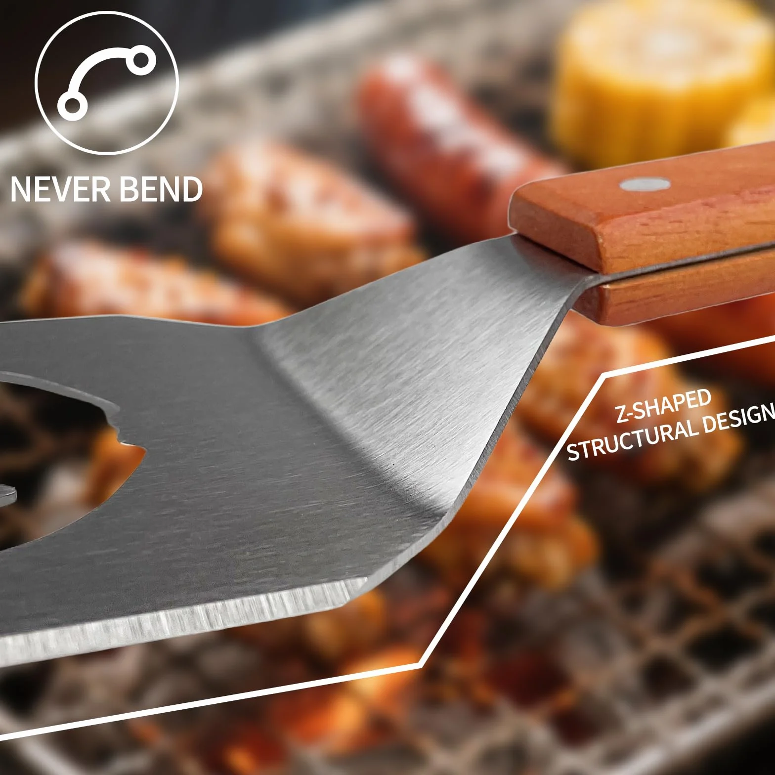 Barbecue Spatule Acier Inoxydable Set 41.5x8cm INOX Ustensiles Professionnel