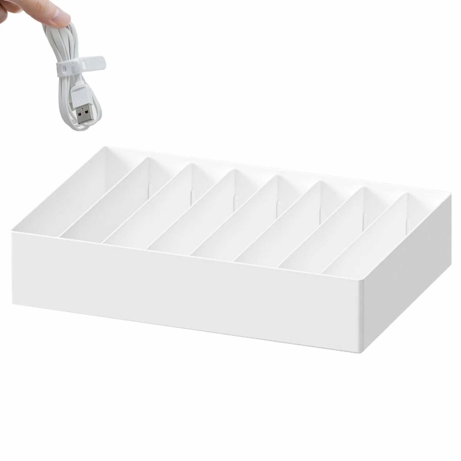 Pw tools Boîte de rangement de câbles 8 compartiments pour câble de charge, écouteurs, chargeur de téléphone