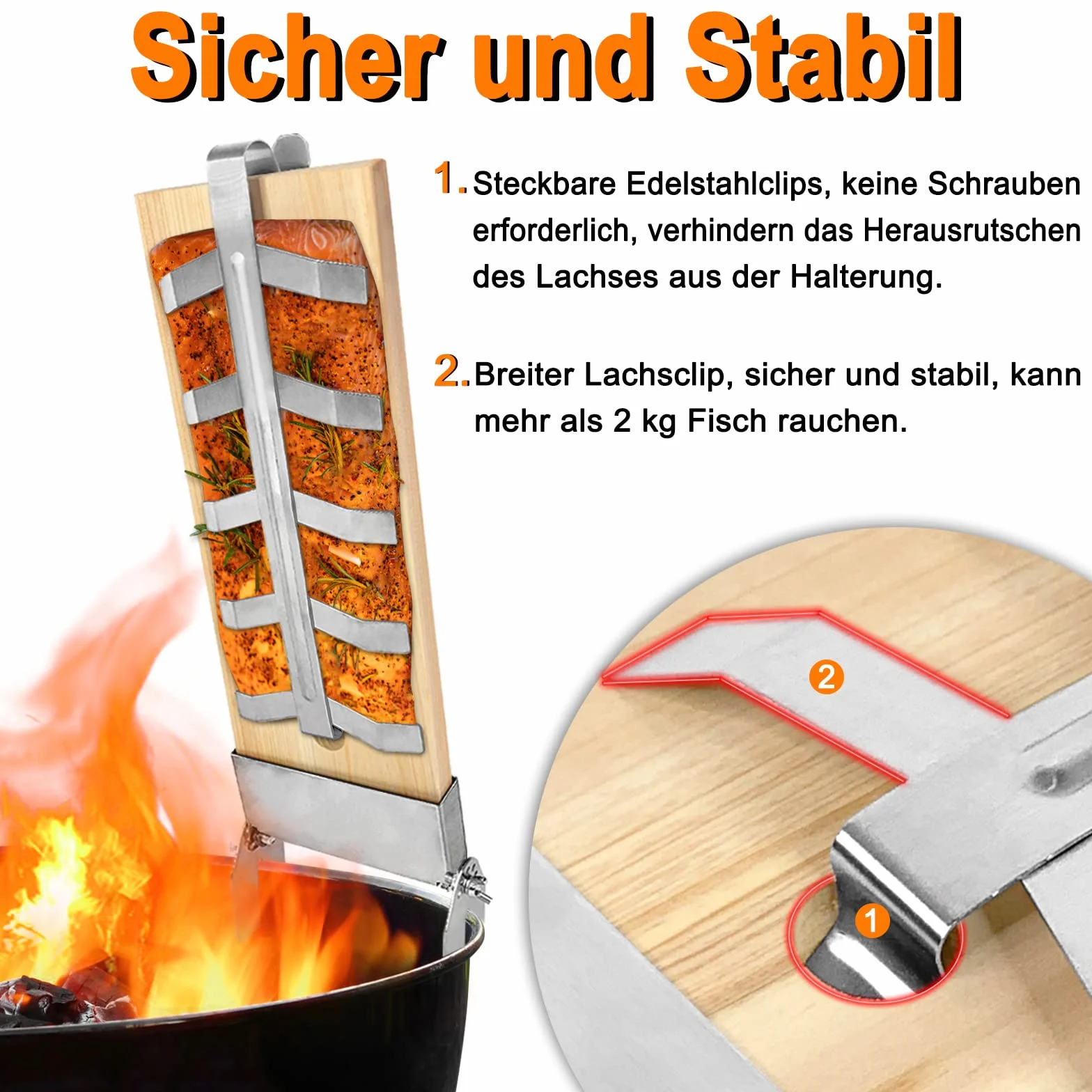 Planche à saumon flambée avec support en acier inoxydable, 4 planches de cèdre pour griller, 5 niveaux, réglables, pour brasero