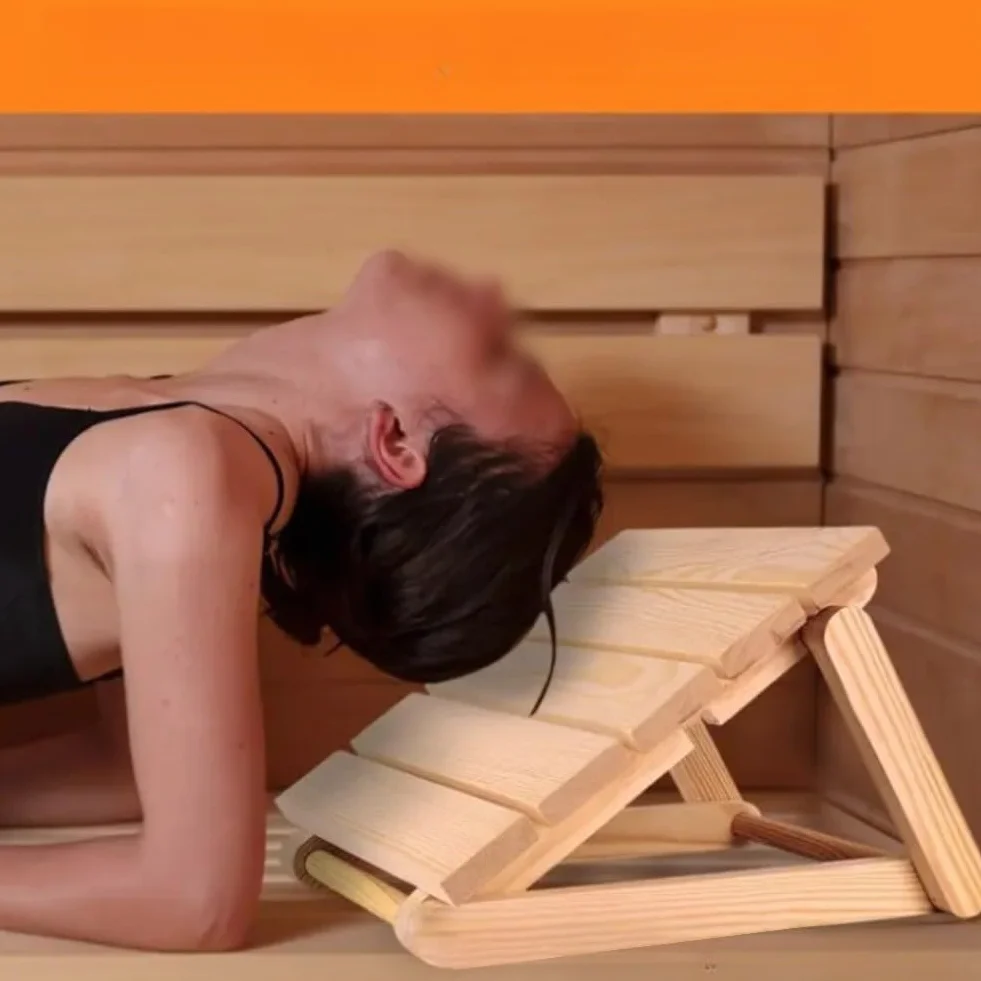 Oreiller repose-tête ergonomique en bois pour hammam spa sauna