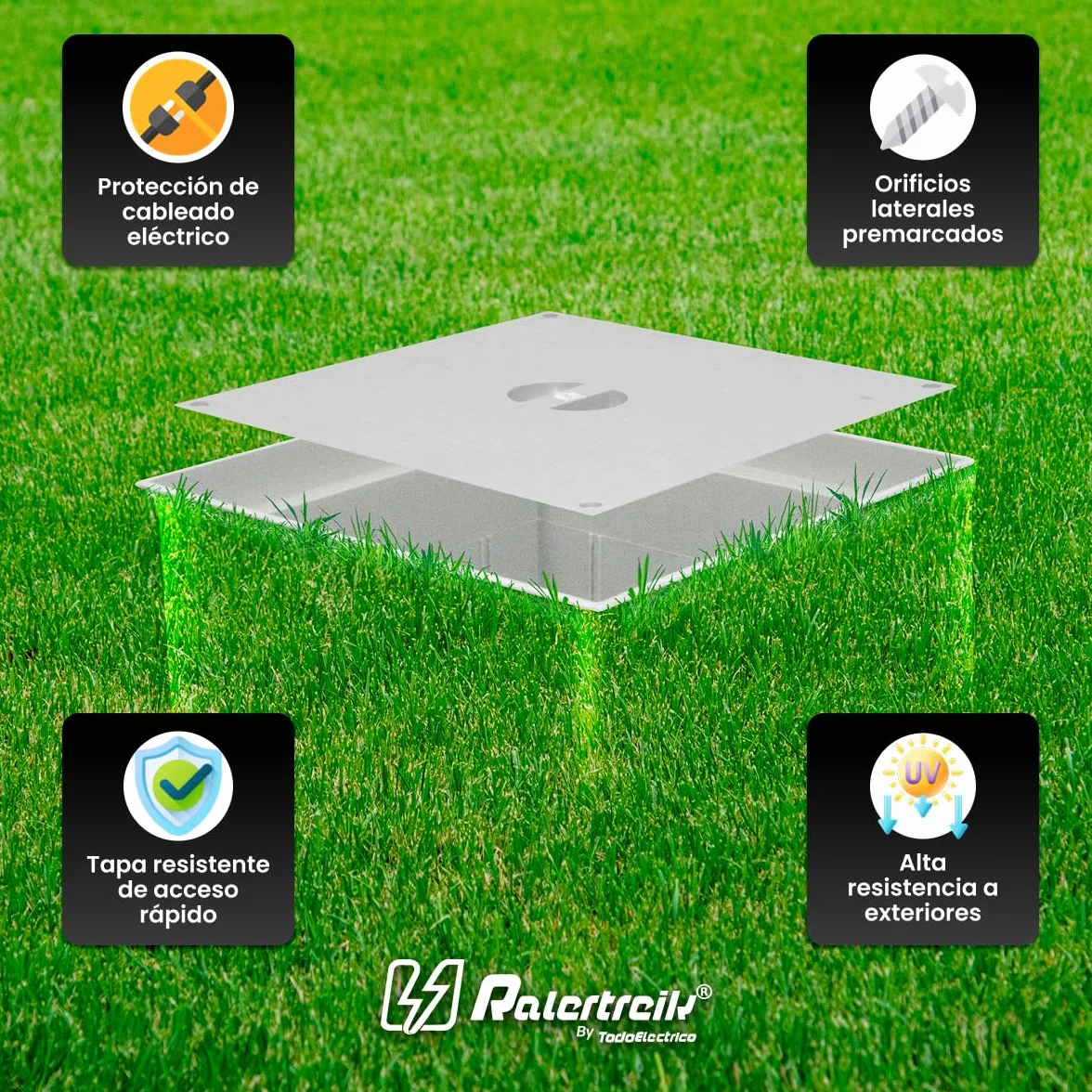Caches étanches de sol électriques IP54 PVC 200 x 200 mm Lot de 4