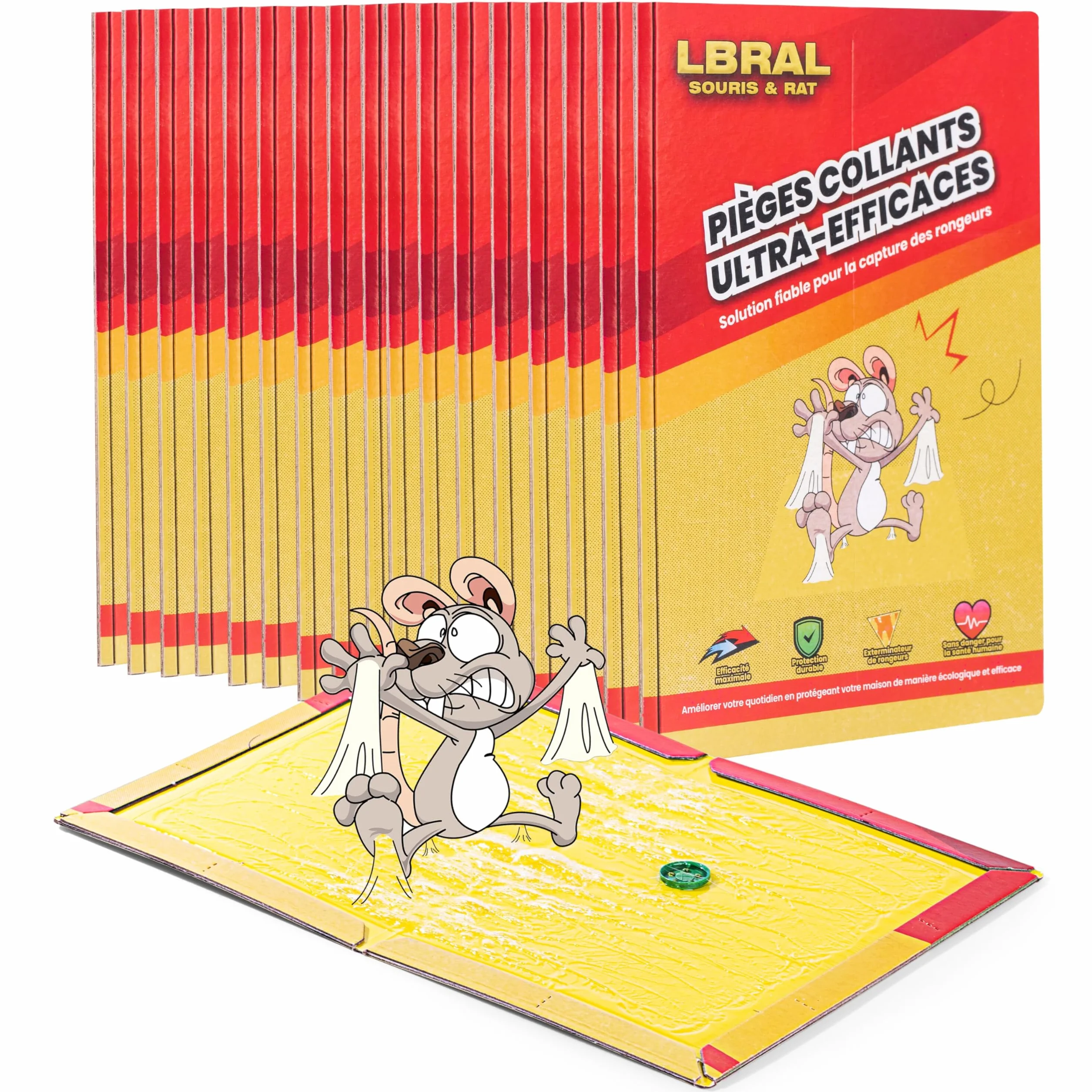 Pièges à Souris & Rats – Lot de 20 Plaques de Glu Ultra-Collantes | Pliable, Non Toxique, Facile à Installer | Usage Intérieur & Extérieur | Format XL Anti-Rongeurs
