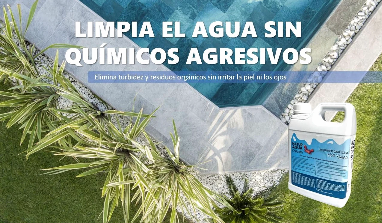 Floculant naturel piscine 5 l avec chitosan, clarifiant biodégradable, élimine la turbidité et les déchets organiques, eau cristalline sans produits chimiques, améliore la filtration