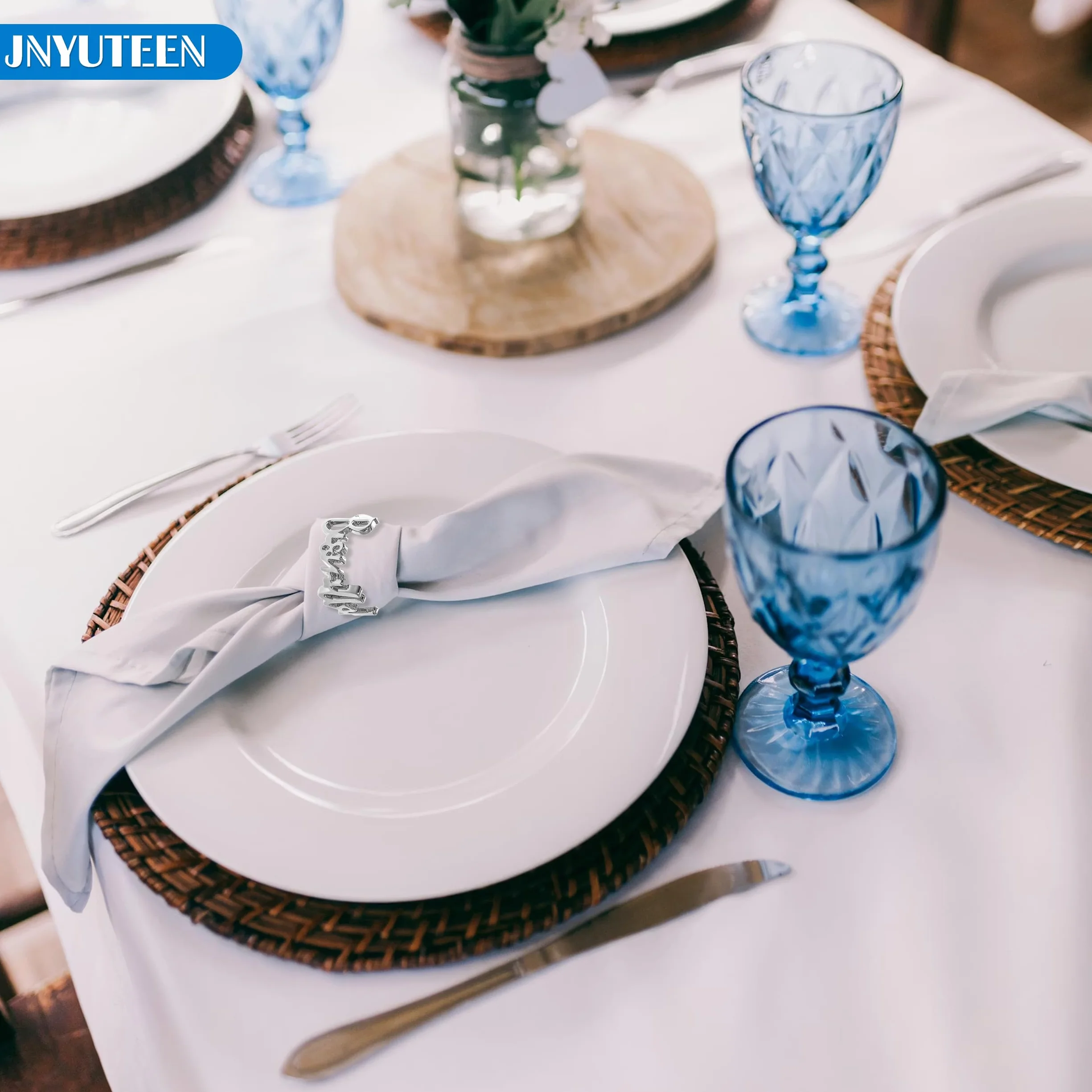 Anneaux de Serviette Bismillah Métal Or Argent Ramadan Banquet Mariage