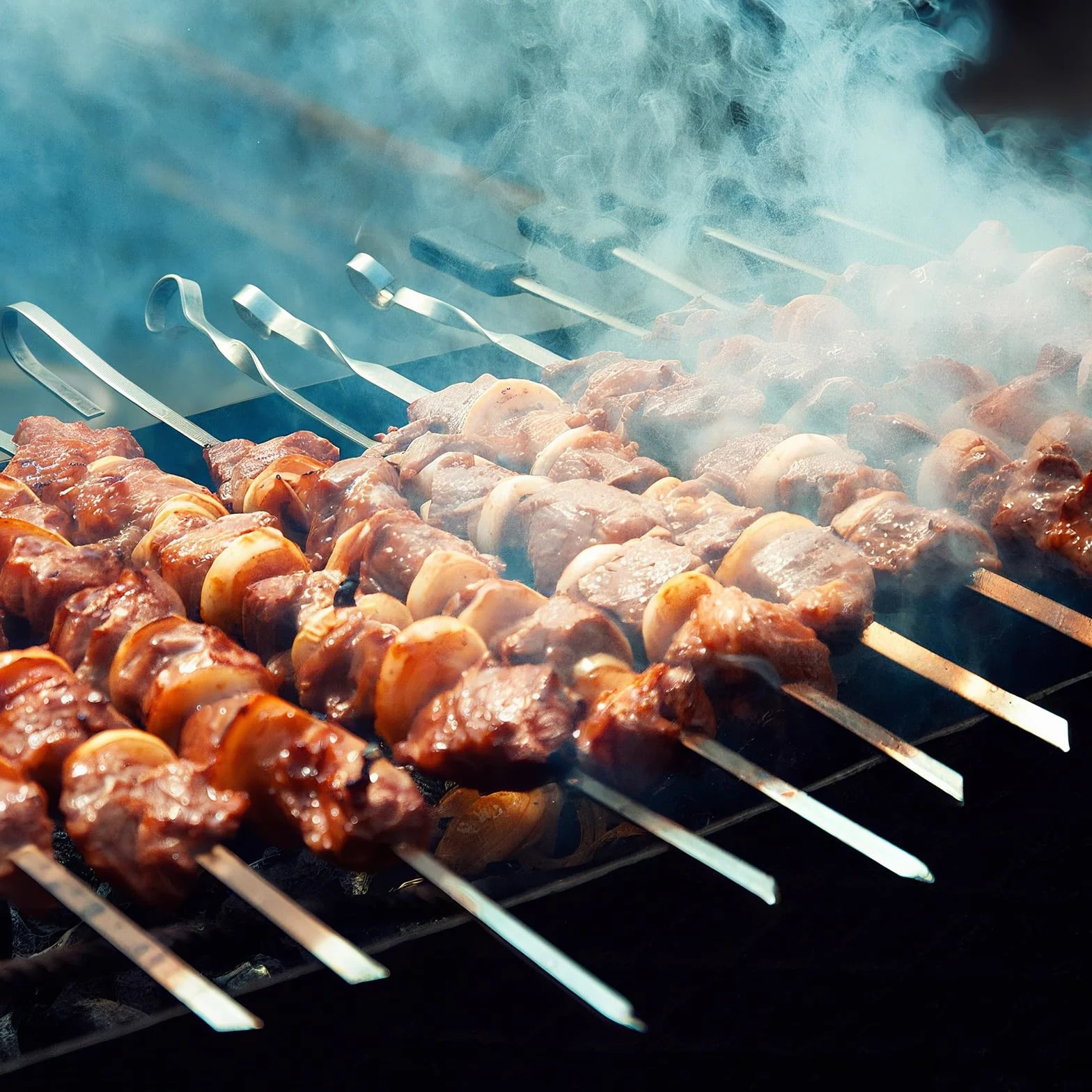 20 pcs Brochettes Barbecue, Brochettes à Viande Acier Inoxydable, BBQ Brochettes, Brochettes Métal Plat Brochettes,Légumes Pics à Brochettes, Pic a Brochette Inox, Kebab pour Brochettes Viande