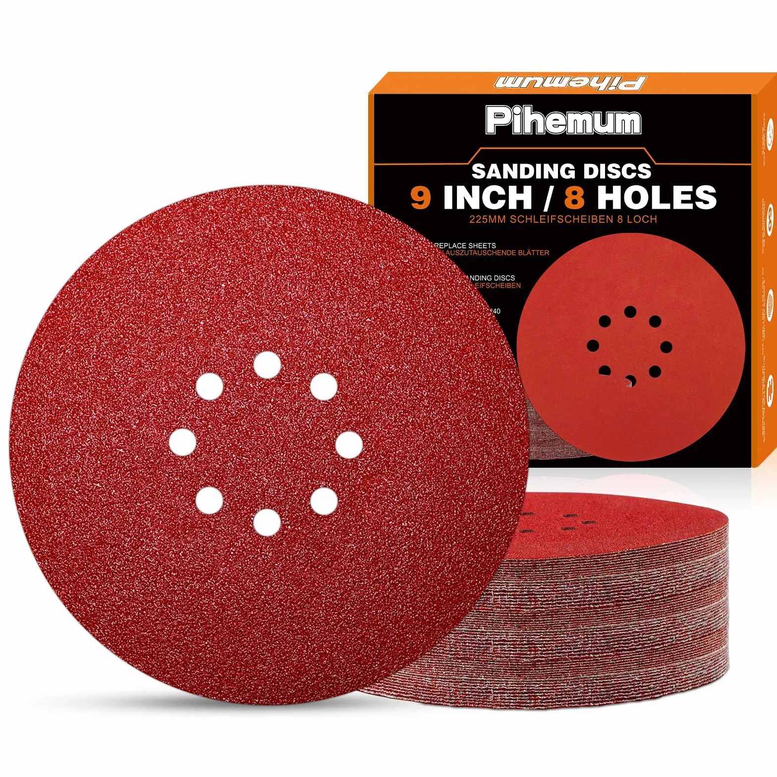 Disque Abrasif 225 mm 8 Trous 60 Pièces Grain 40-240 pour Ponceuse Girafe