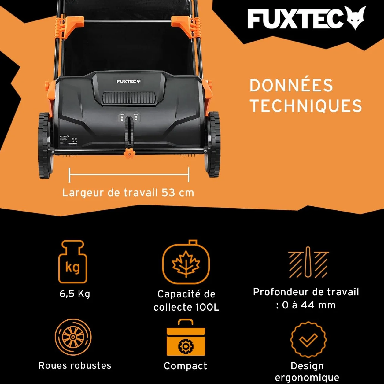 Fuxtec FX-LS52 Ramasseur de Feuilles 530 mm 100L 6,5 Kg