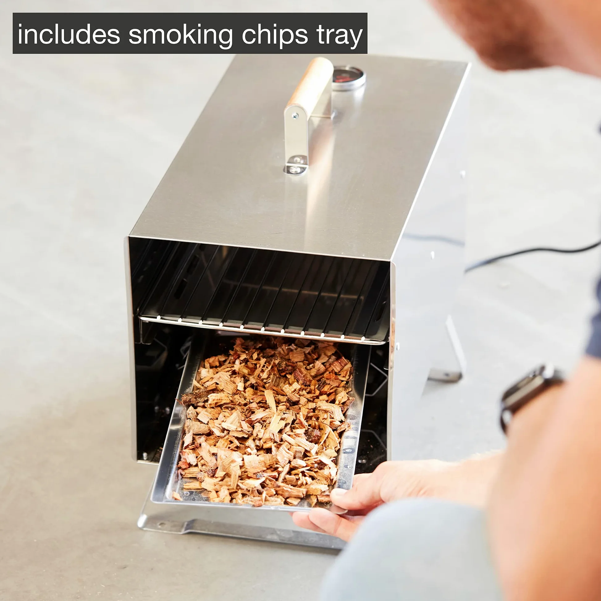 Barbecook fumoir électrique Otto en inox pour fumage à chaud, barbecue fumoir, 26x26x47cm