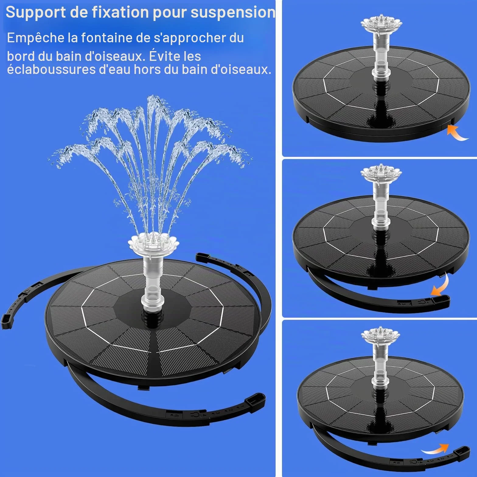 Fontaine Solaire 3.5W avec 12 Buses Pompe Solaire Bassin Exterieur pour Bain d'oiseaux Jardin