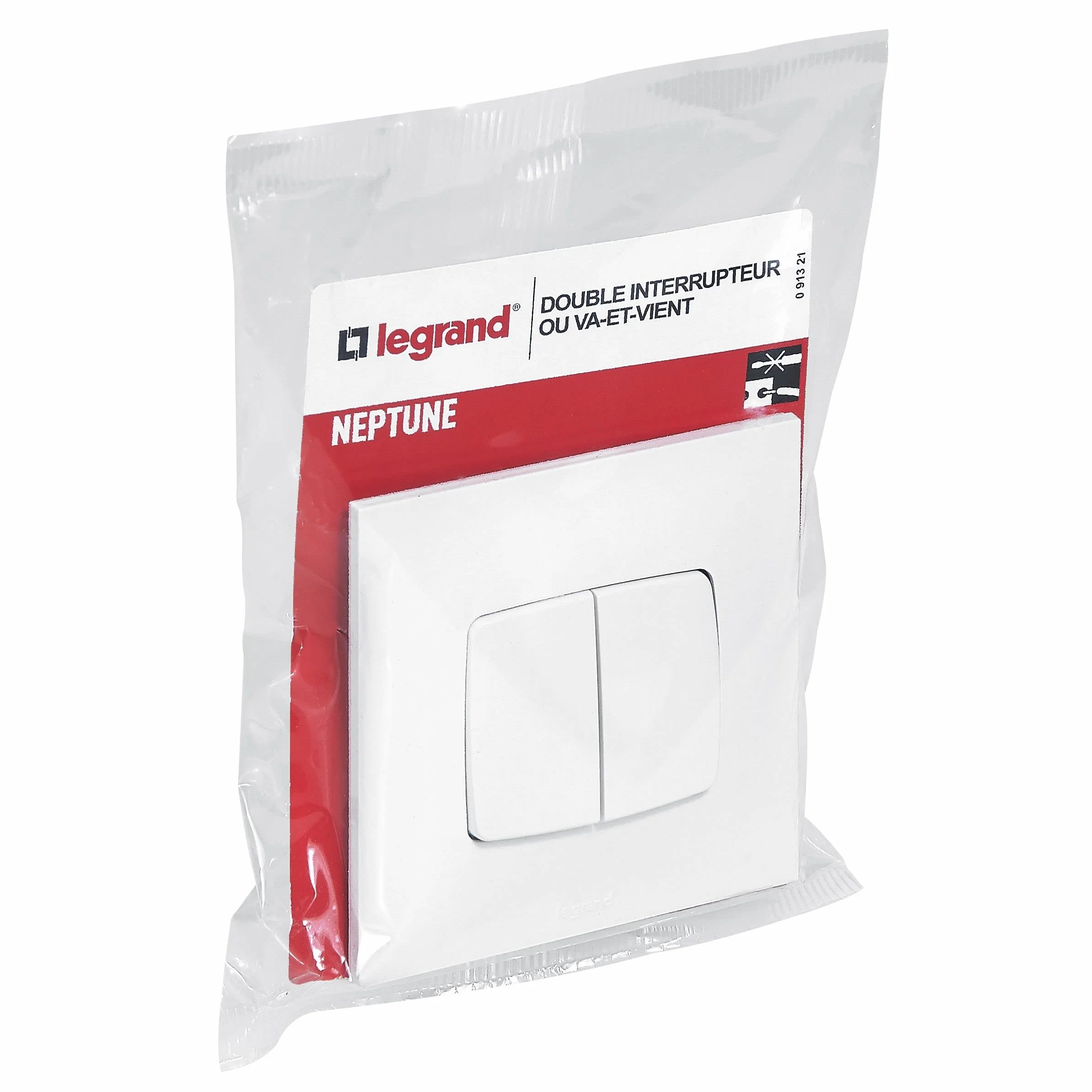 Legrand Interrupteur Double Va-et-Vient Neptune 10A Commande Éclairage Monobloc Blanc