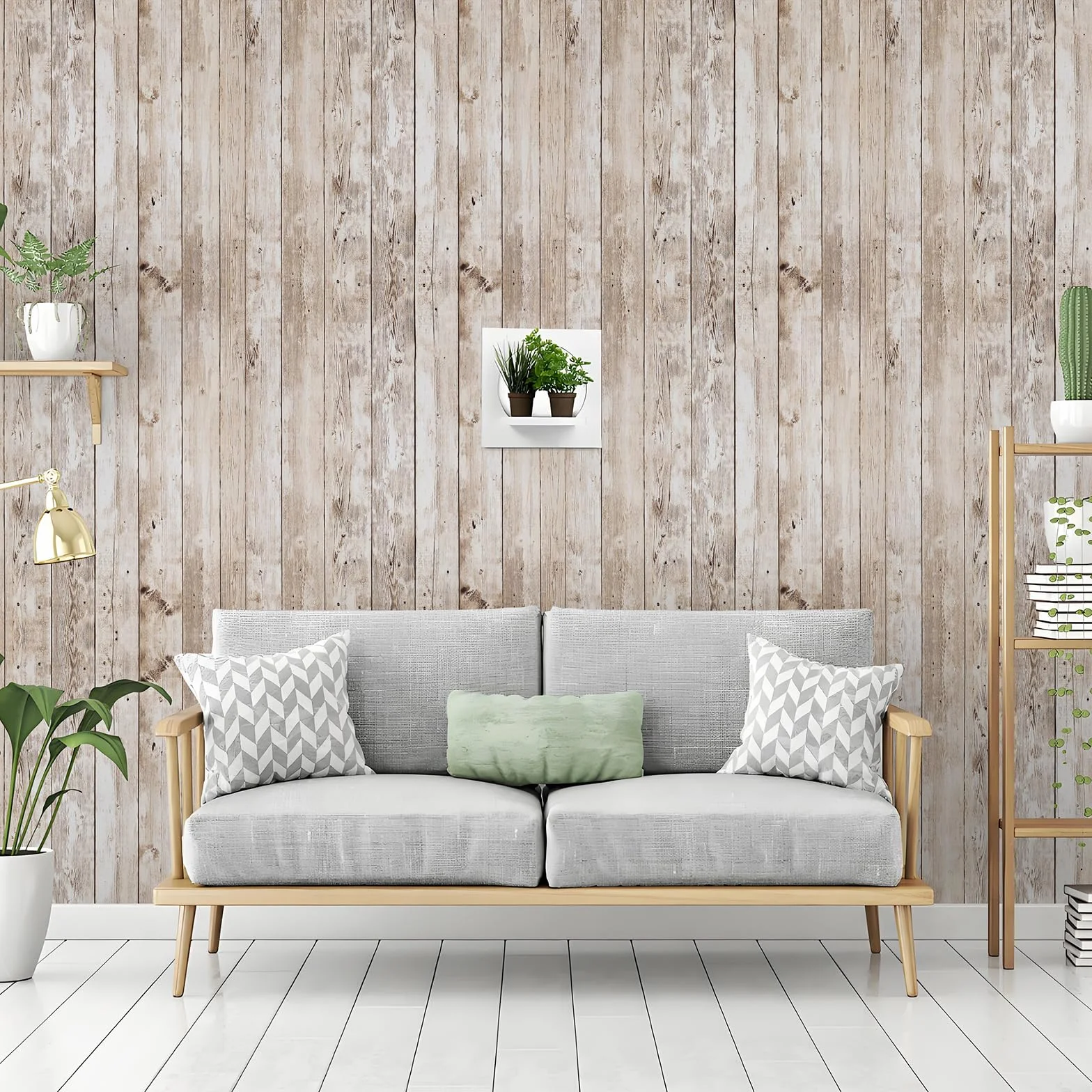FENTIS Papier Peint Effet Bois Vinyle Auto-Adhésif 44.5x500cm Décoratif pour Meubles Muraux