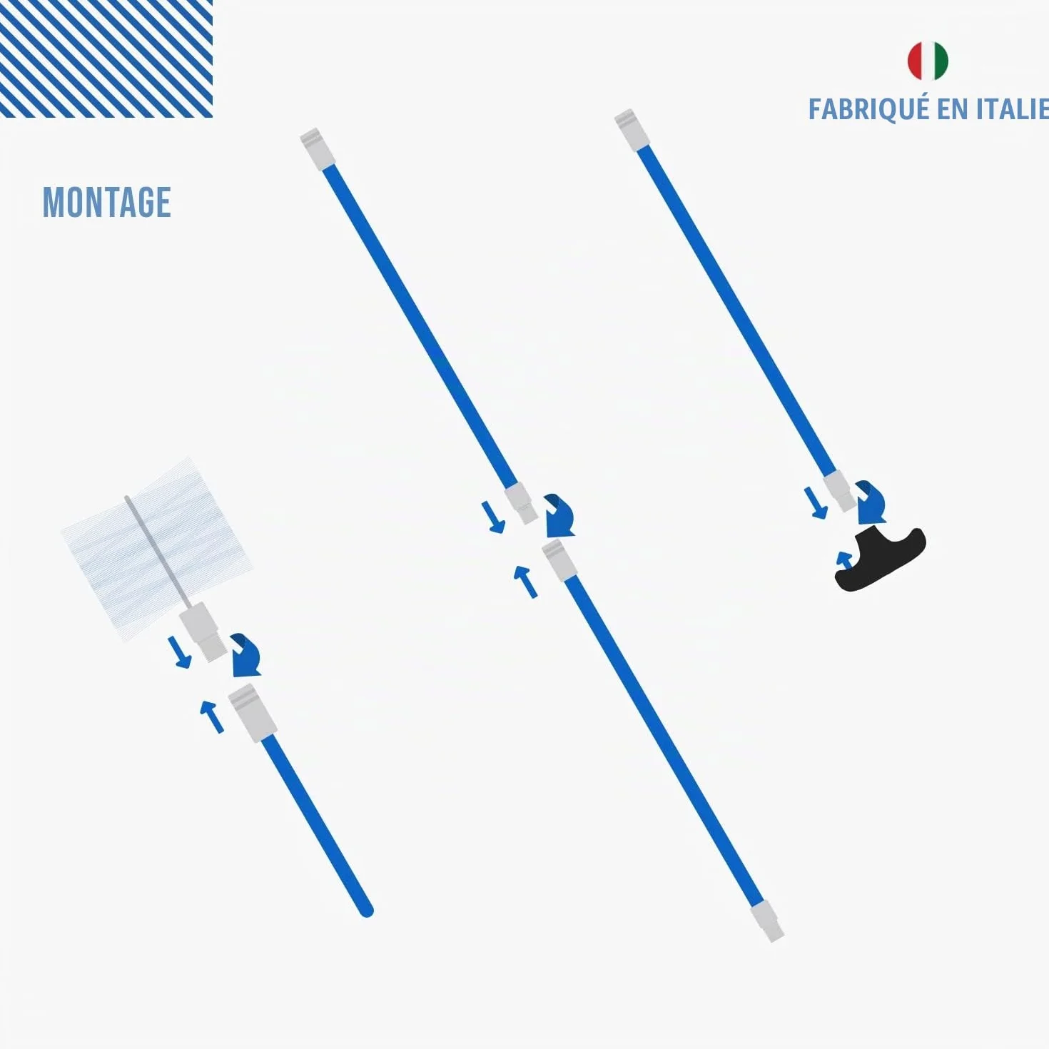 Kit de ramonage poêle à granulés BARETTO Ø 80 mm 3 m Hérisson Nylon Raccord M12