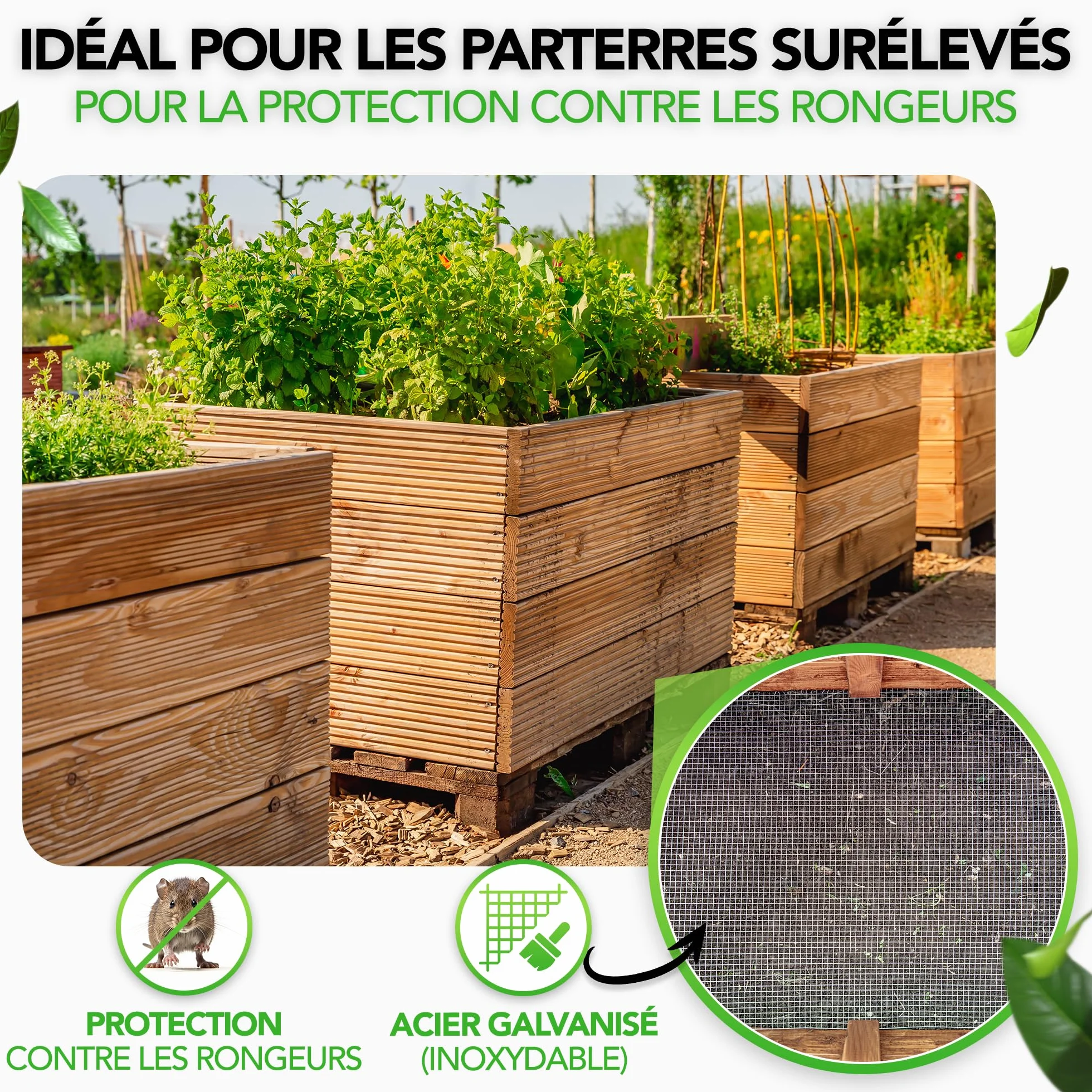 LAINFELD Grillage à mailles fines | 10 x 1 mètre | Grille anti-campagnol pour plate-bande surélevée avec maille de 6,3 mm | Fil de fer pour lapins, grillage pour volière, accessoire pour plate-bande