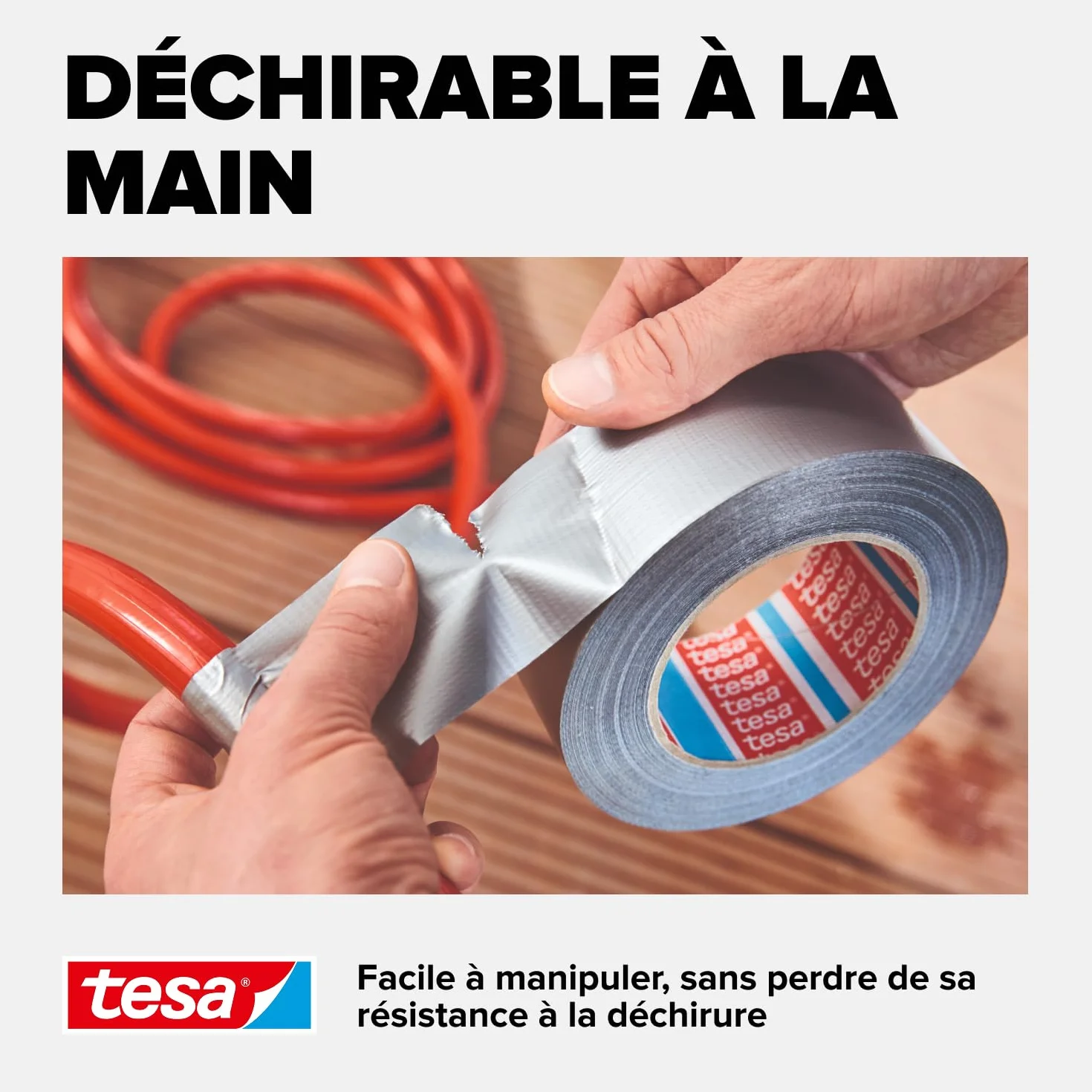 tesa extra Power Universal Ruban Adhésif Toile Gris 50 m x 50 mm 1 Rouleau