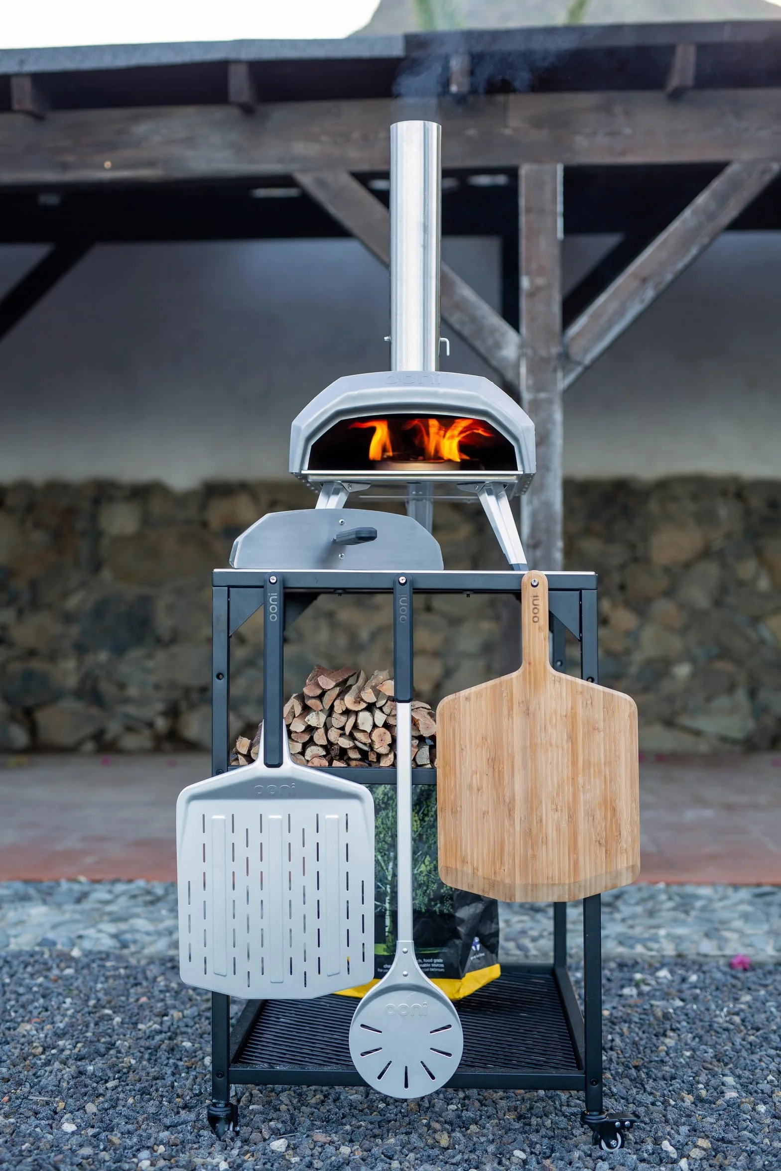 Ooni Medium table modulaire d'extérieur – Chariot de four à pizza de 31 x 23 x 35 In, en acier inoxydable pour grill et barbecue, table d'extérieur