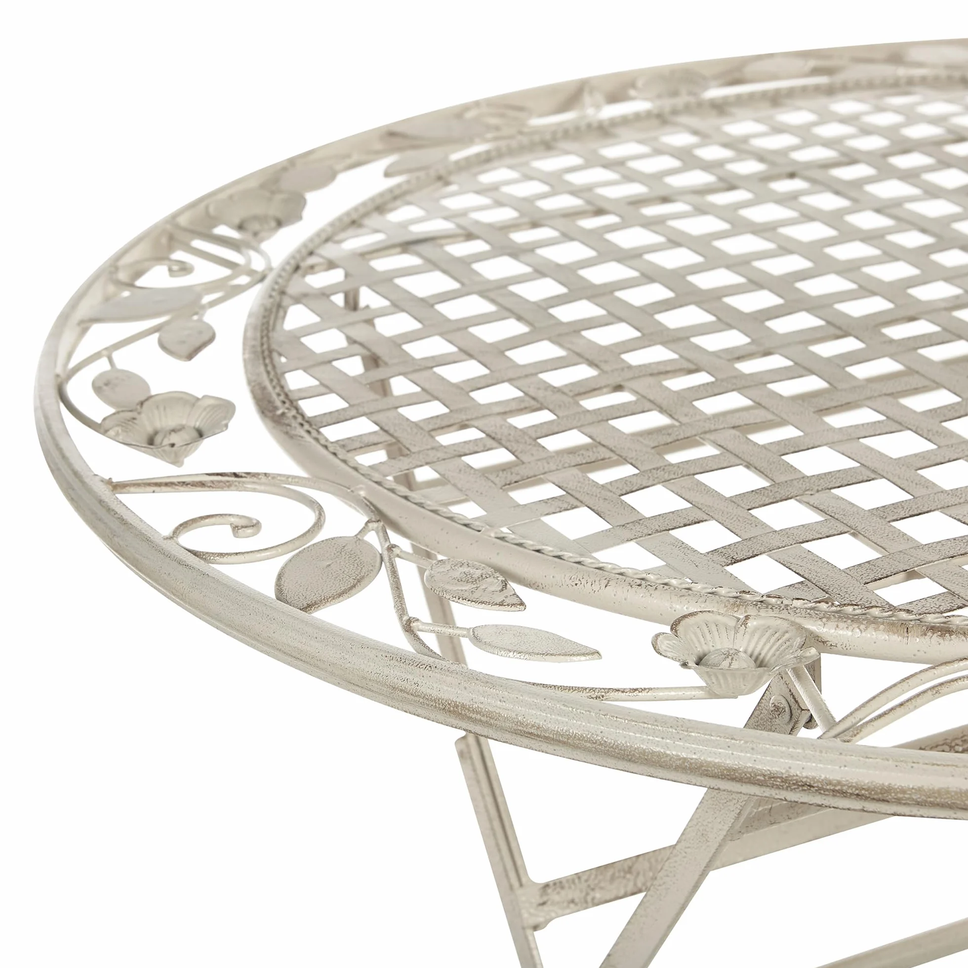 Beliani Petit Table Bistrot Ronde 90 cm Pliante Blanc Cassé Jardin Terrasse