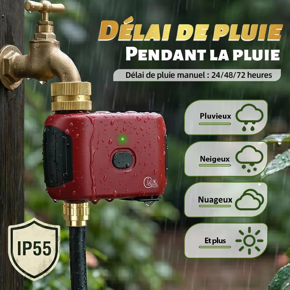 GIEX Programmateur d’arrosage WiFi, minuterie Intelligente pour Robinet de Jardin, Compatible Alexa et Google Assistant