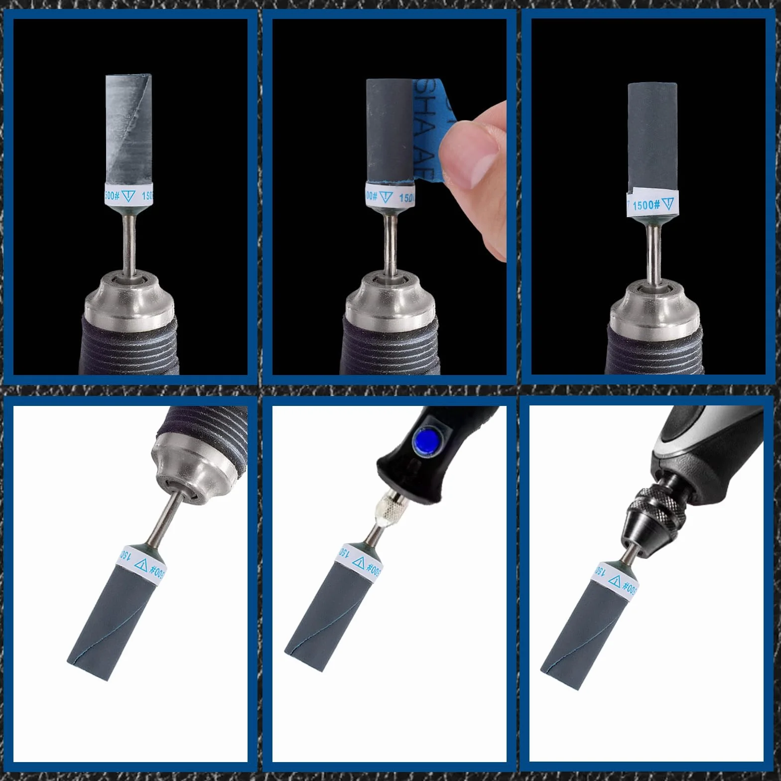 Tambours de Ponçage Grain 400-2000 pour Outil Rotatif Dremel, Polissage Bois Plastique Métal