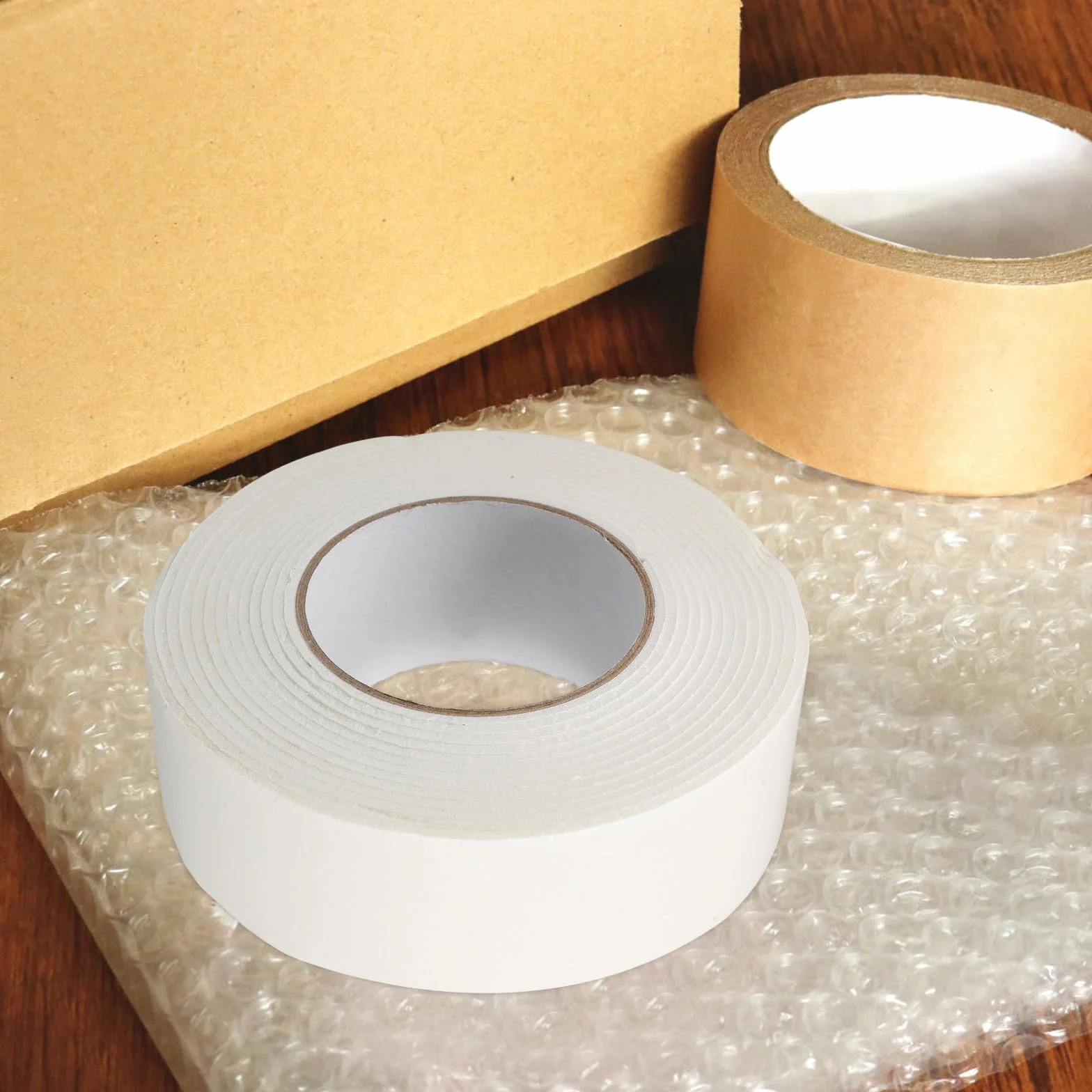 iplusmile Ruban Adhésif Double Face en Mousse Blanche 25 mm x 50 mm x 5 m Étanche Résistant au Gel Adhérence Forte