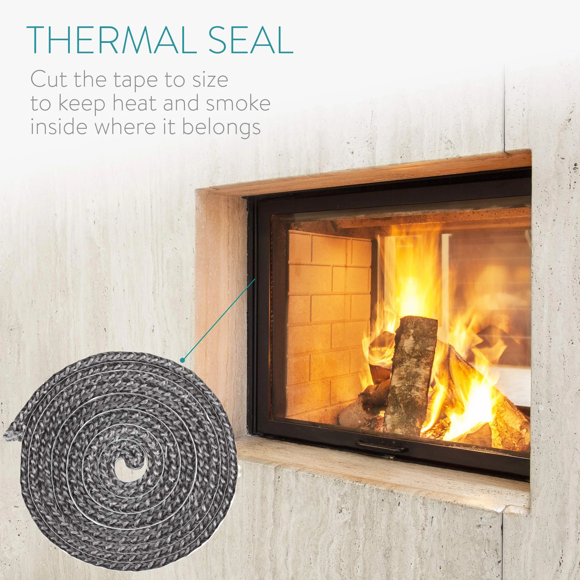 Navaris Joint d'étanchéité autoadhésif cheminée fibre de verre 2m 550°C 15mm 3mm