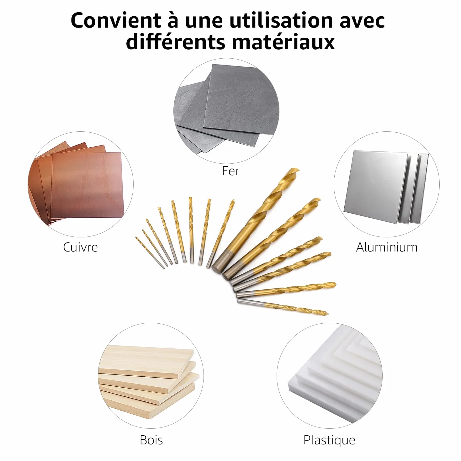 Amazon Basics Coffret forets acier rapide métal bois plastique 14 pièces 1,5-10 mm