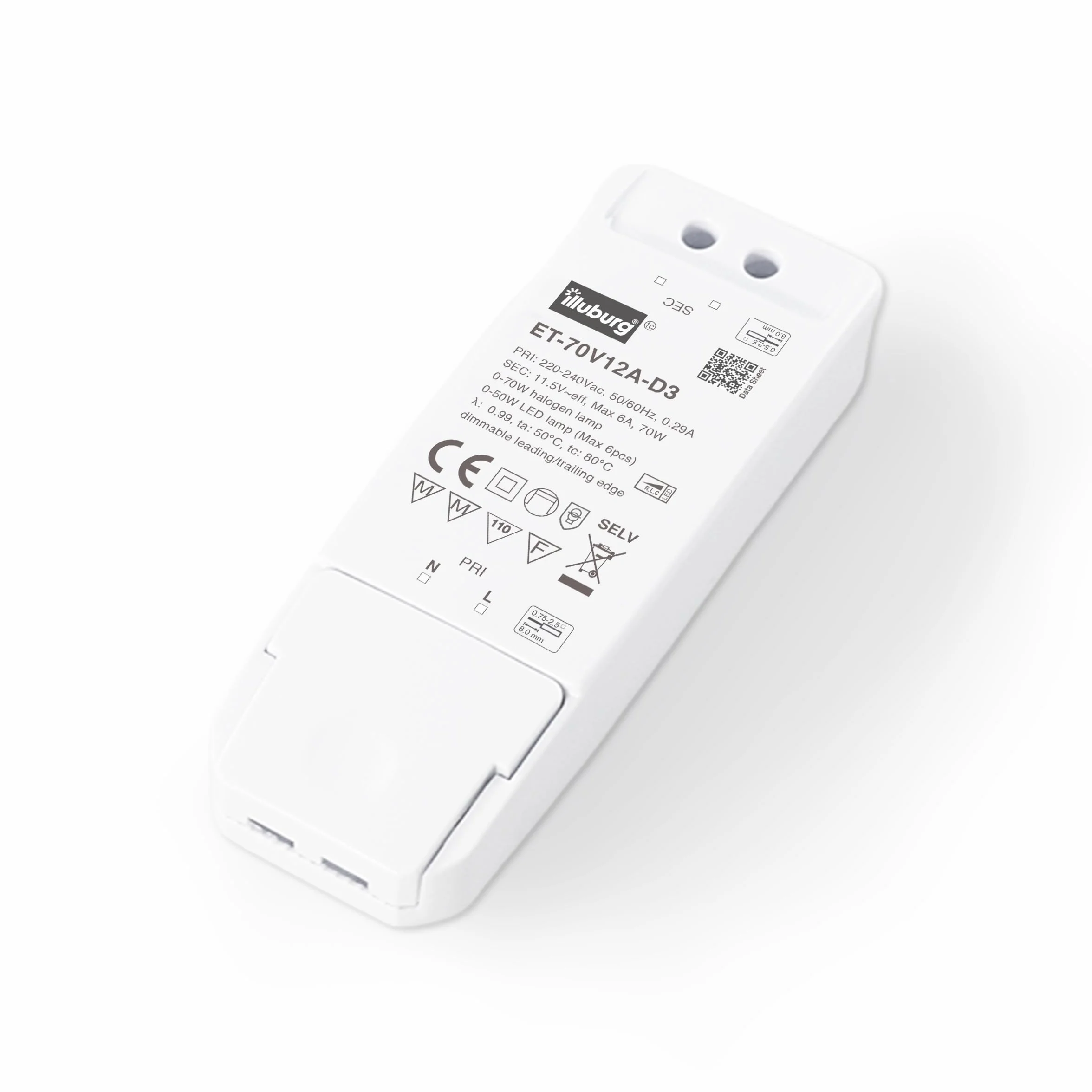 Transformateur 12V AC 70W Variable TRIAC pour MR11 MR16 G4 GU5.3 GY6.35 LED Halogène Driver